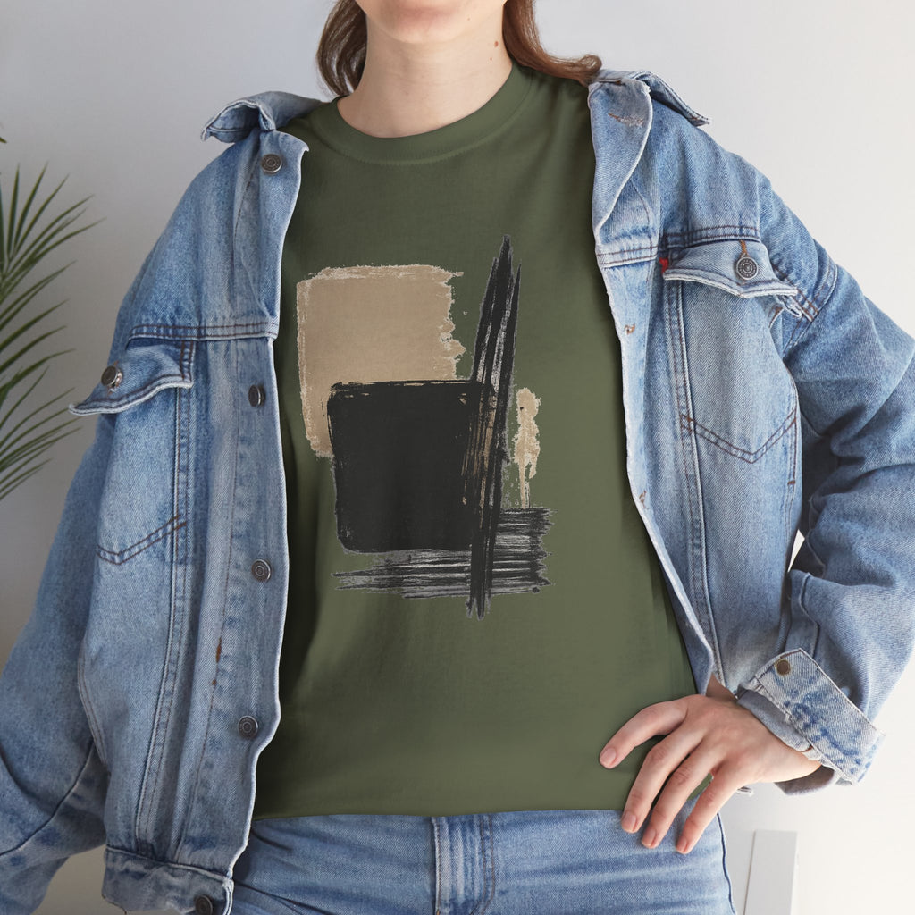 Abstract Brushstroke Tee — Minimal Neutral Art Graphic T-Shirt