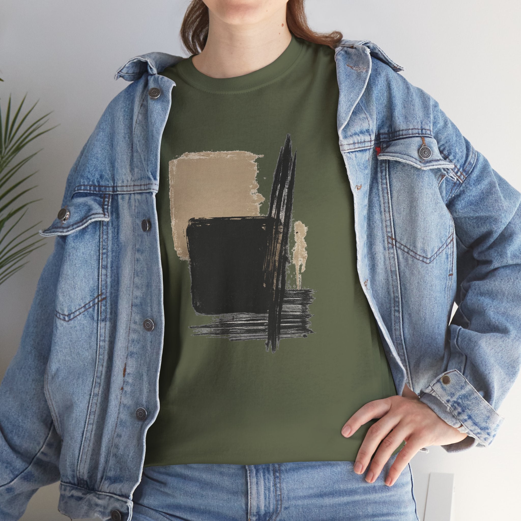 Abstract Brushstroke Tee — Minimal Neutral Art Graphic T-Shirt