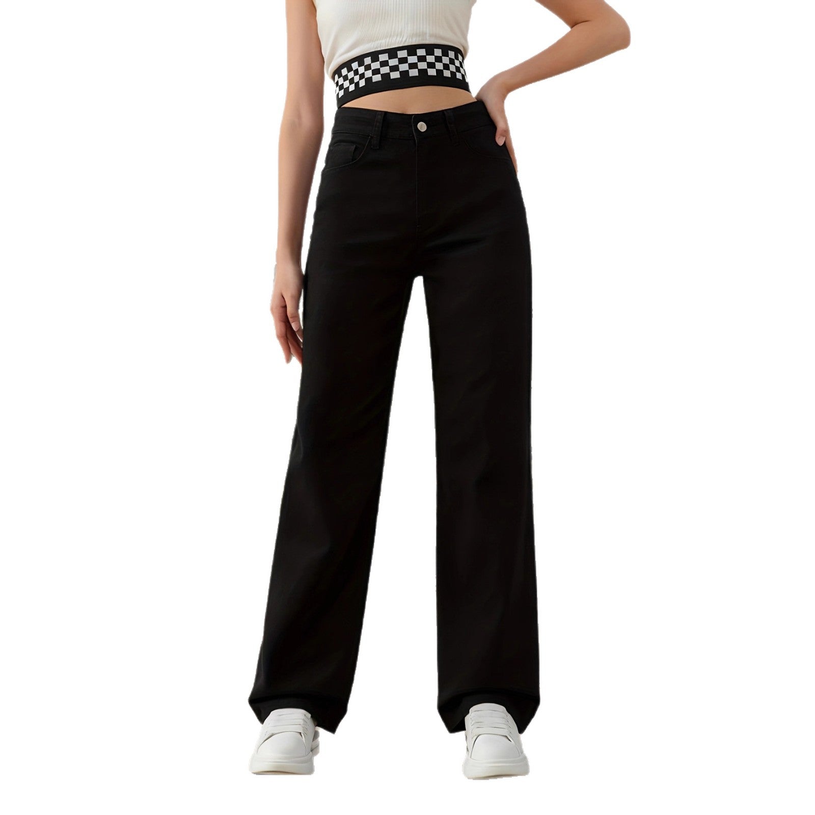 Jeans with Rhinestones Women High Waist Slimming Wide Leg Jeans  Jeans