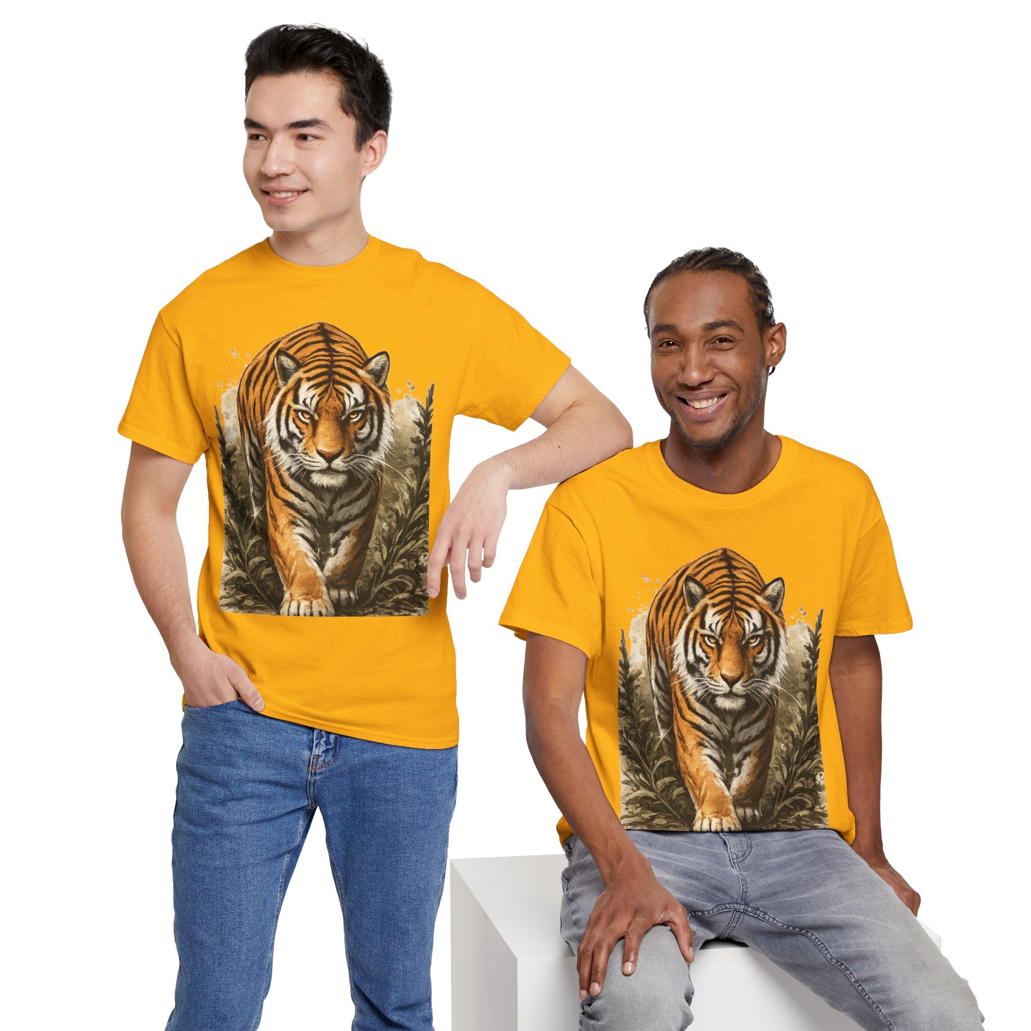 Tiger Stroll Graphic Tee — Majestic Tiger Vintage-Style T-Shirt