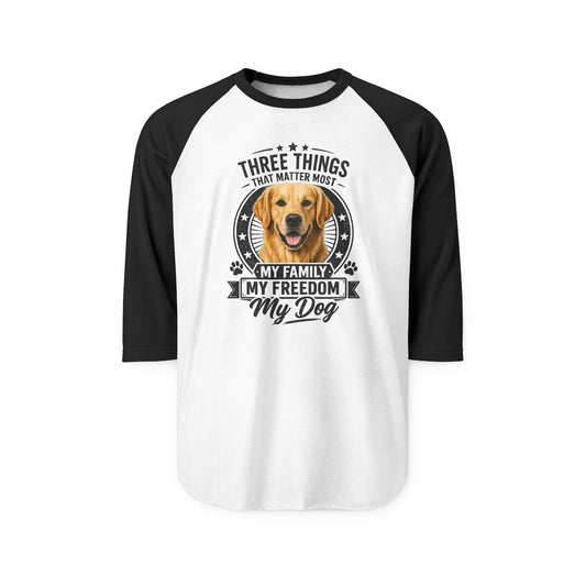 Golden Retriever Raglan Shirt - "My Family Has Paws" Dog Lover Baseball Tee