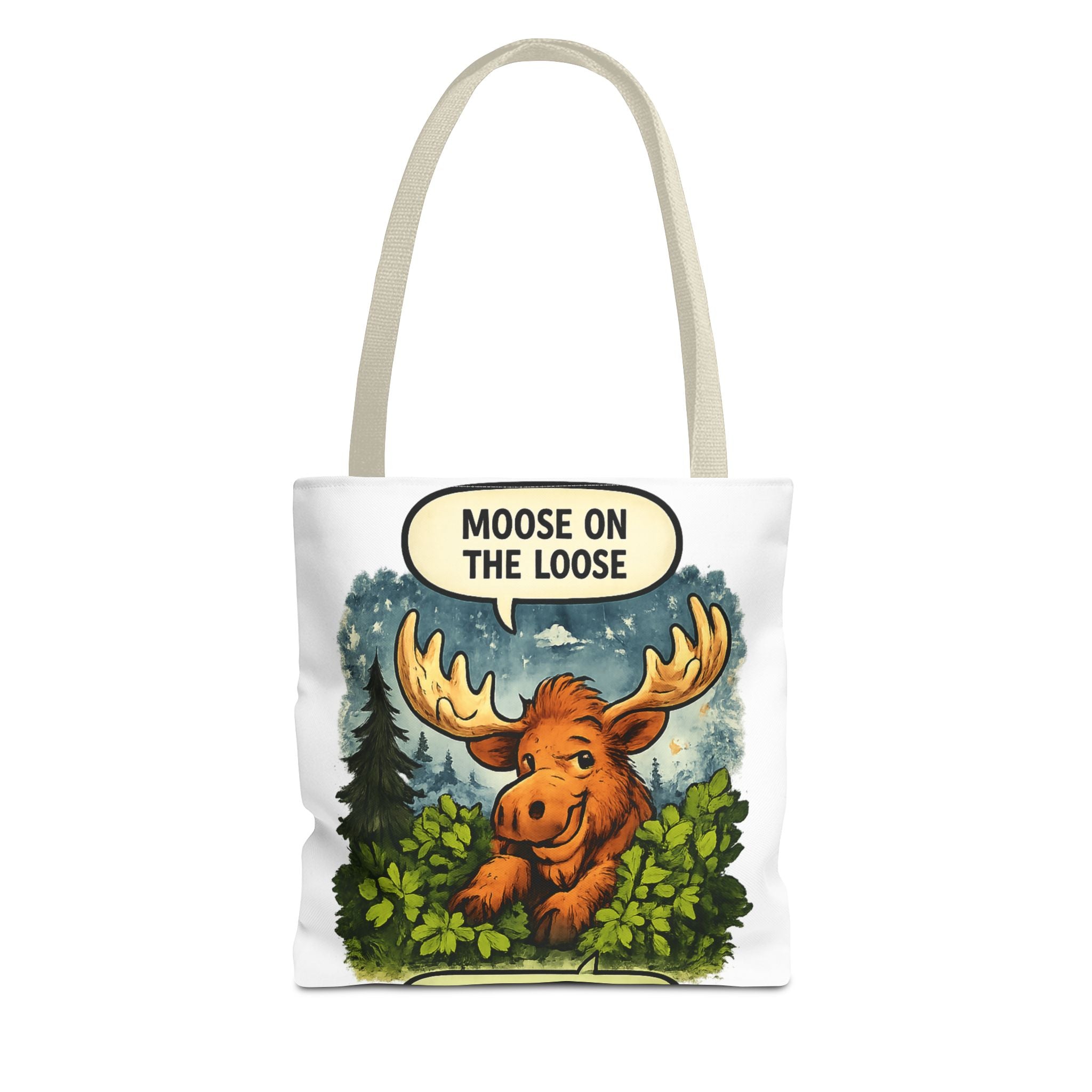 Moose on the Loose Tote Bag — Cute Retro Moose Illustration Canvas Tote