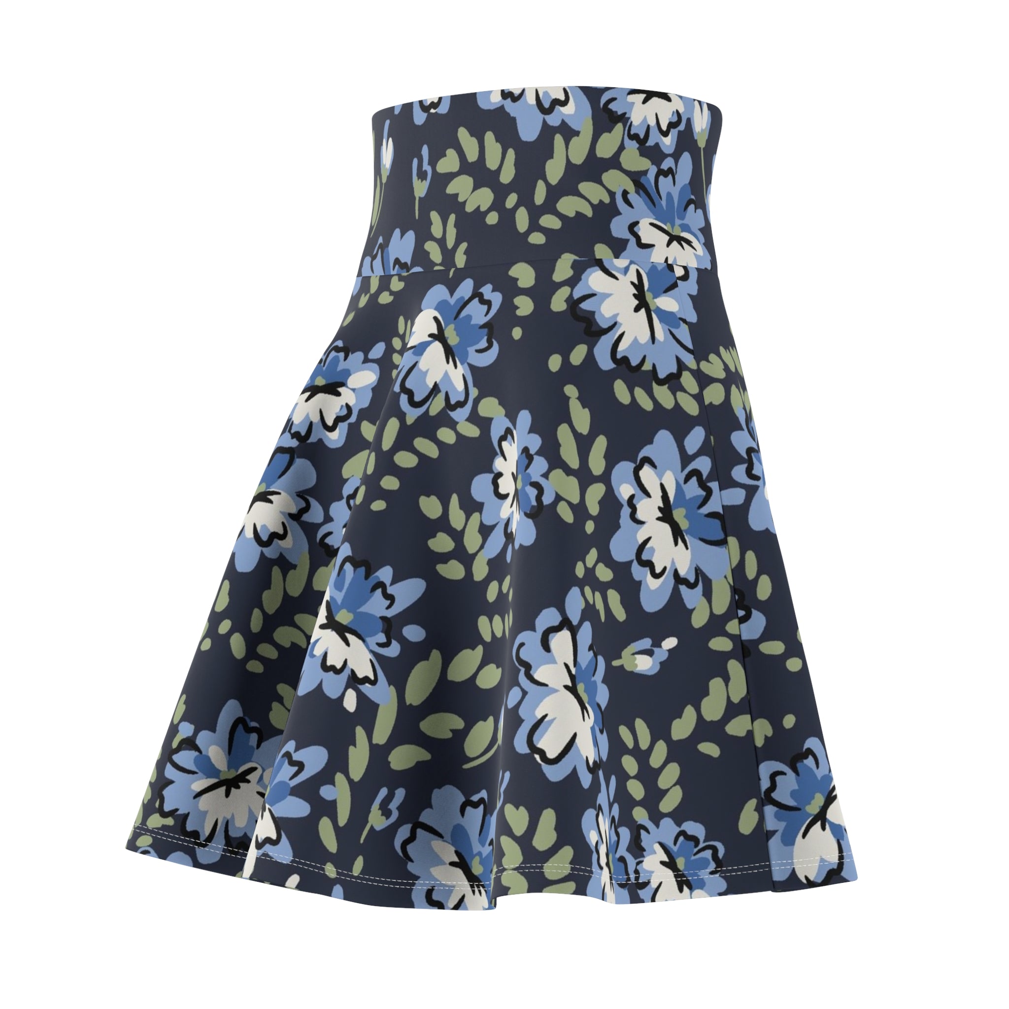 Floral Navy Skater Skirt – Blue Vintage Blossom Print