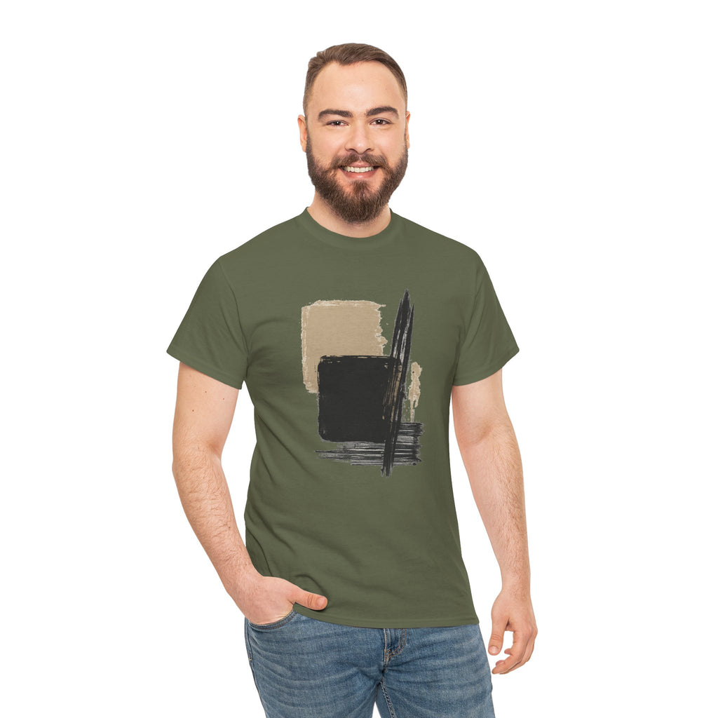 Abstract Brushstroke Tee — Minimal Neutral Art Graphic T-Shirt