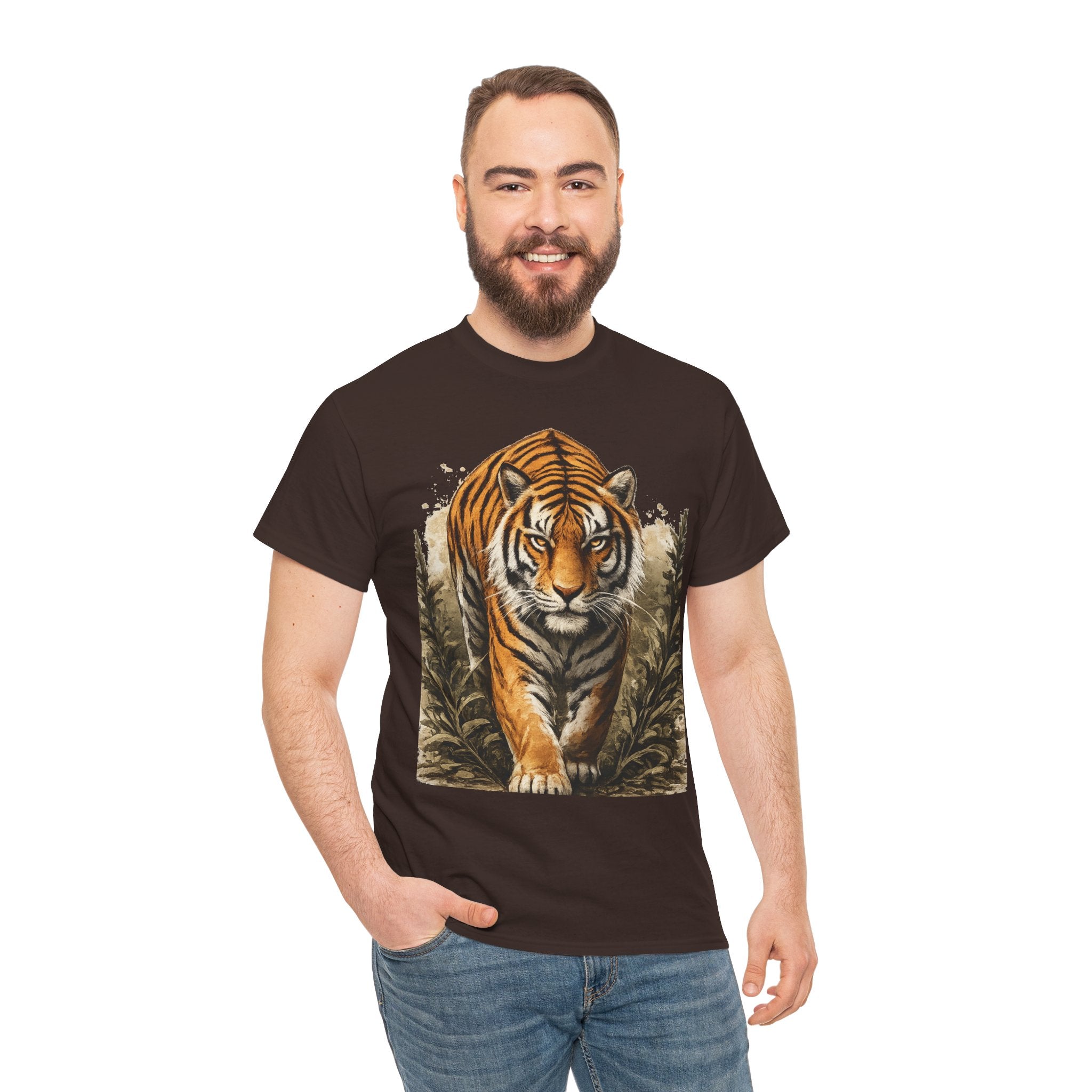 Tiger Stroll Graphic Tee — Majestic Tiger Vintage-Style T-Shirt
