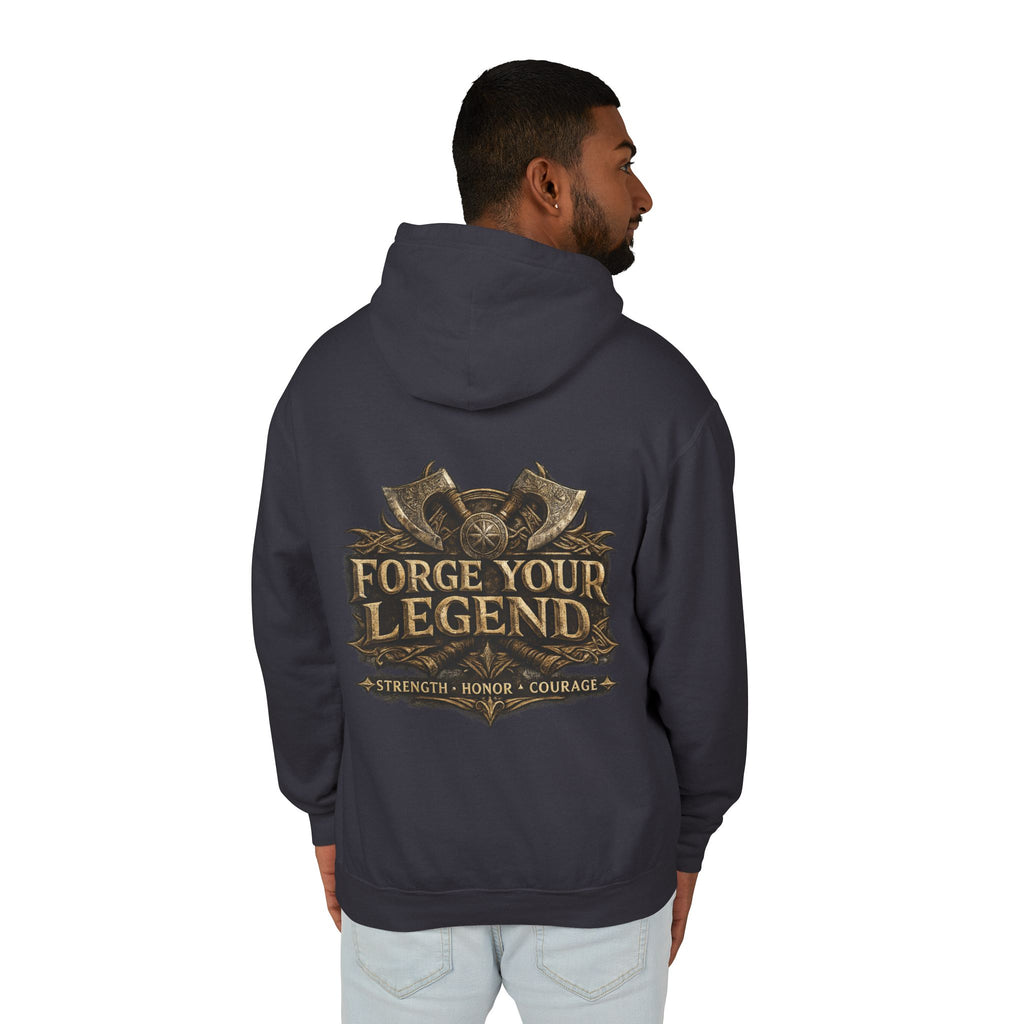 Viking Warrior Hoodie — "Forge Your Legend" Shield & Helmet Sweatshirt