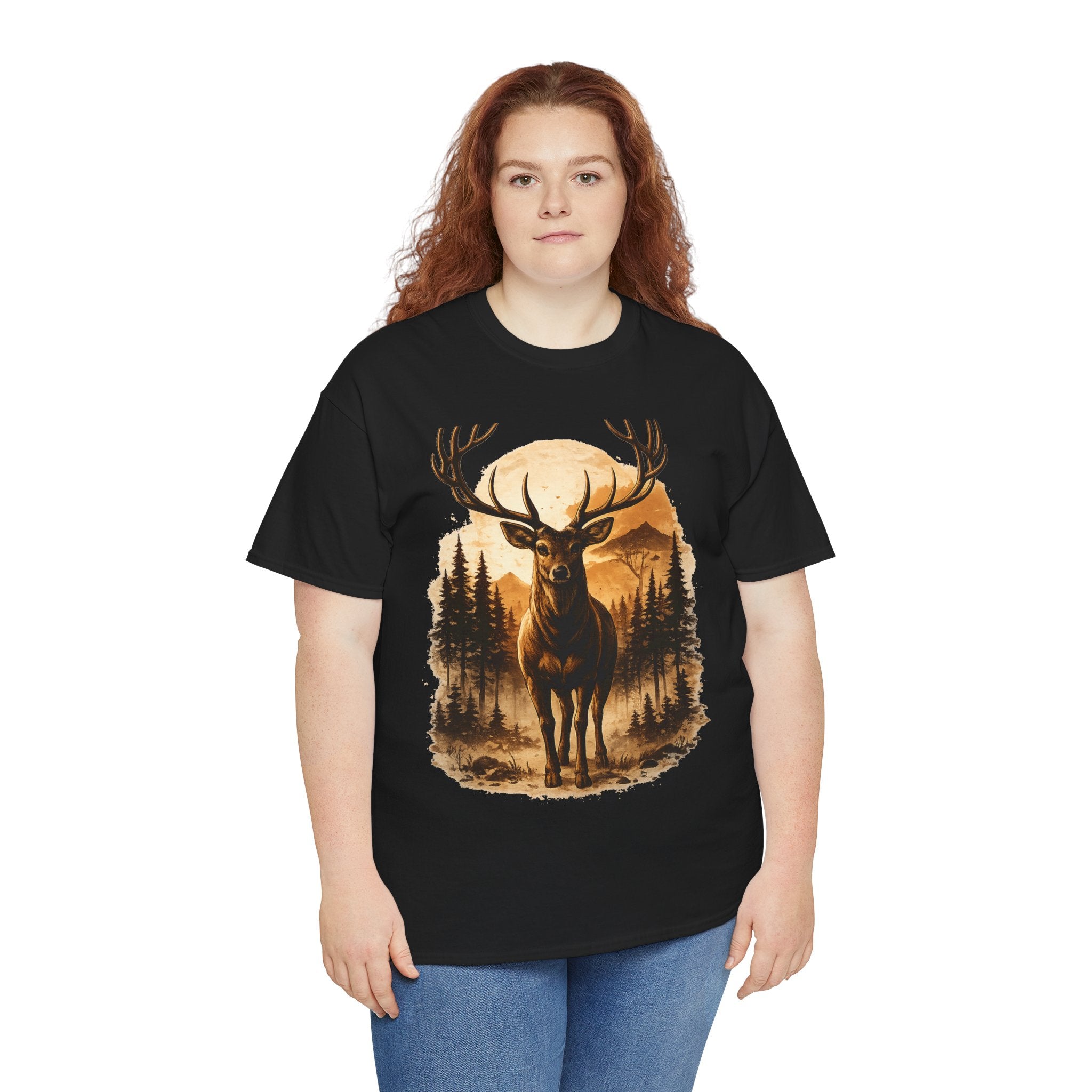 Deer Sunset Graphic Tee — Wilderness Stag Nature T-Shirt