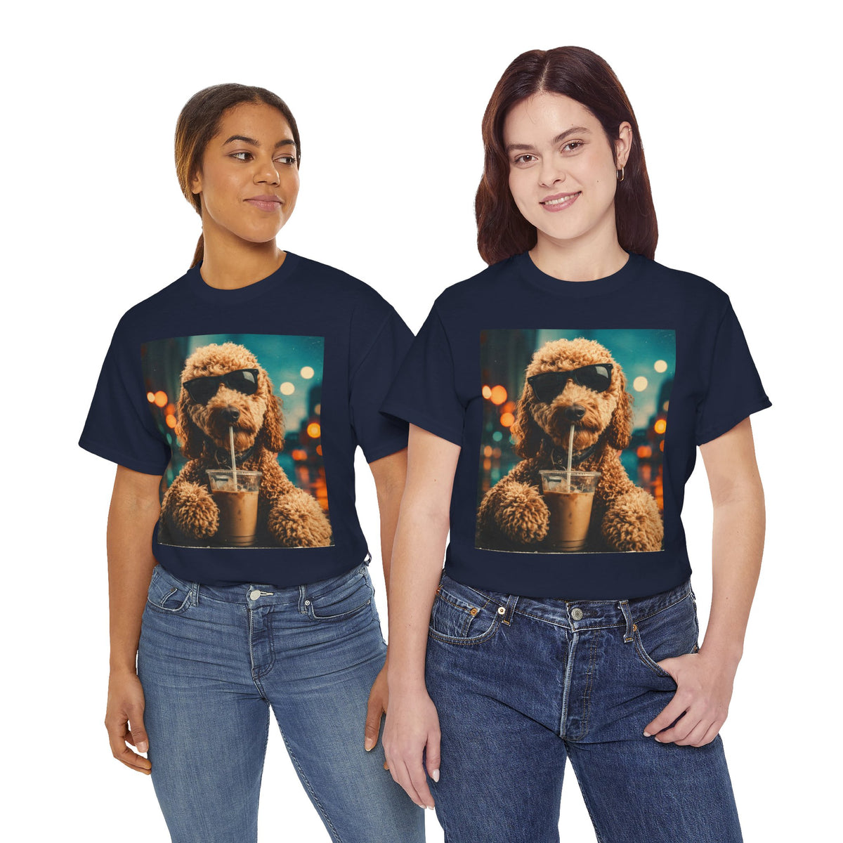 Dog with Coffee T-Shirt — Cool Poodle Drinking Iced Coffee Graphic Tee