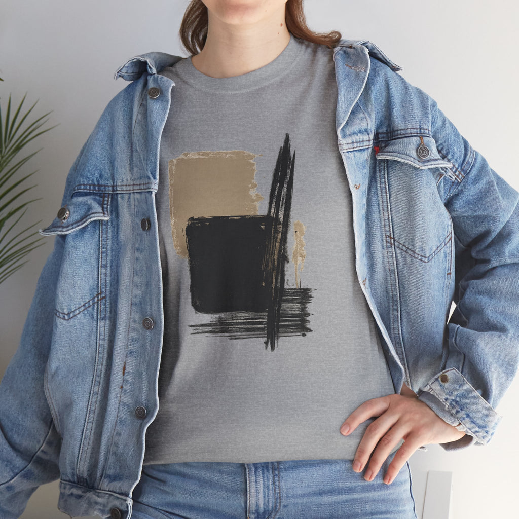 Abstract Brushstroke Tee — Minimal Neutral Art Graphic T-Shirt