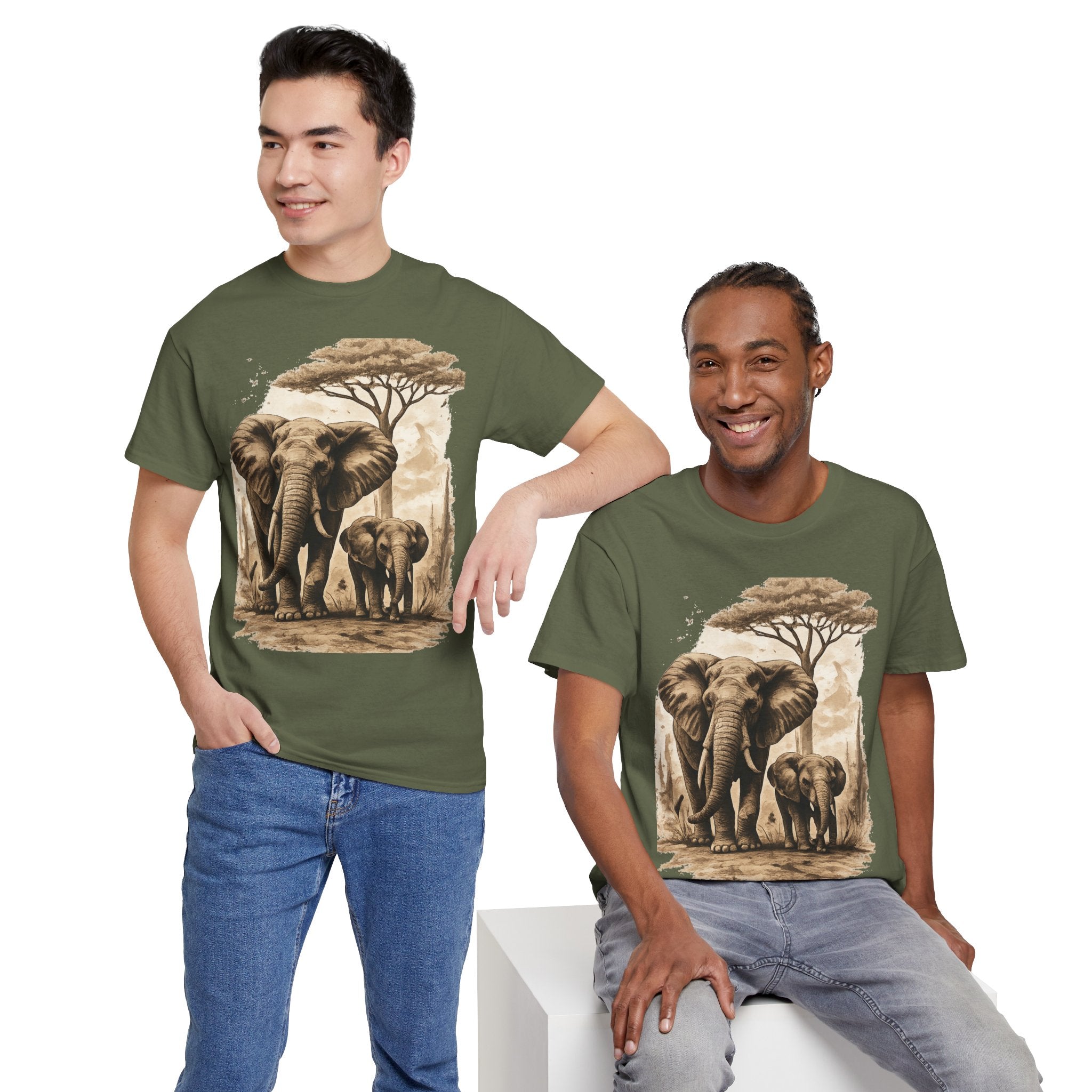 Elephant Family Tee — Vintage Safari Wildlife T-Shirt