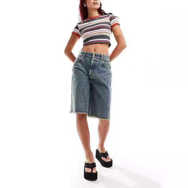 Loose and non elastic casual jeans for women