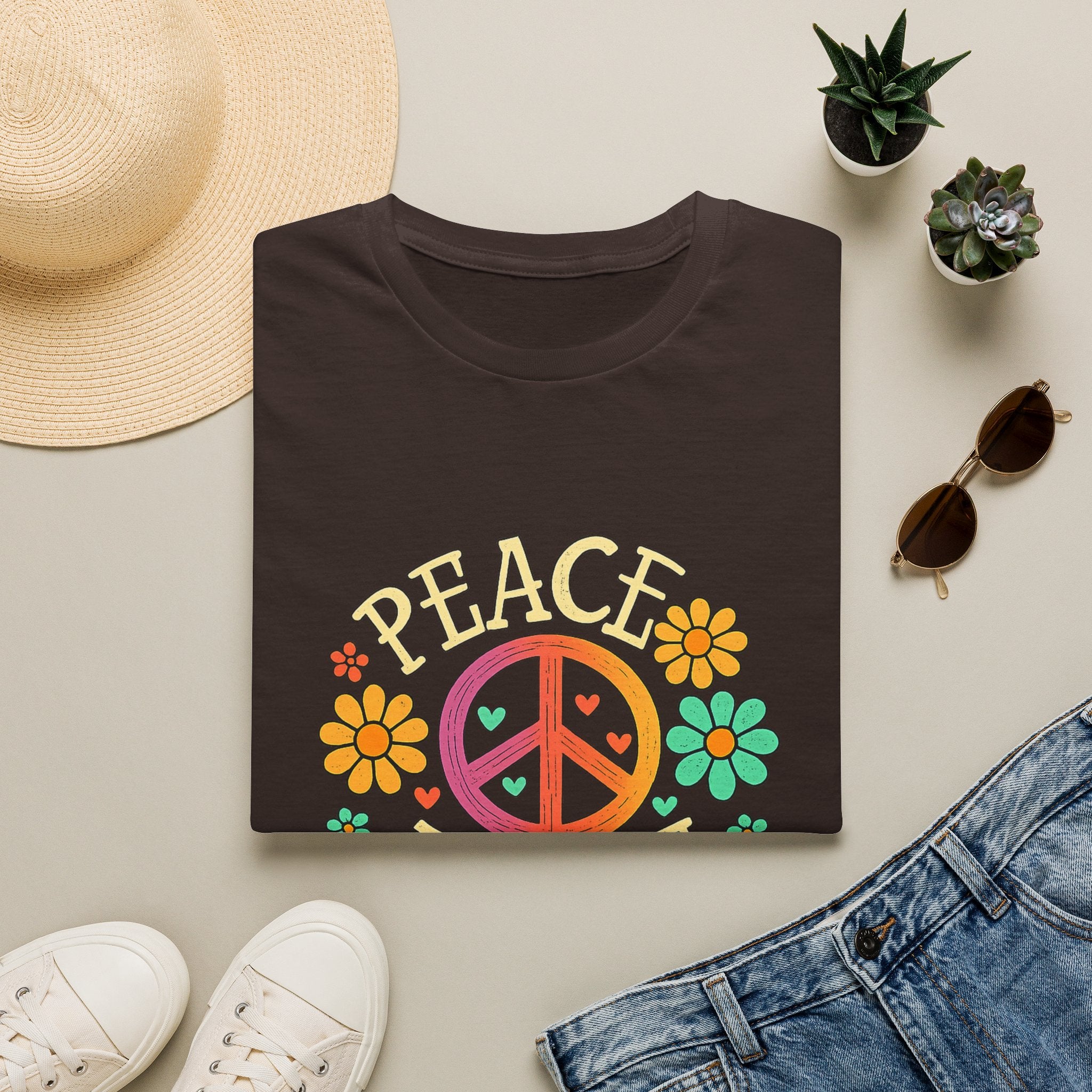 Peace & Love T-Shirt — Retro Flower Peace Sign Tee