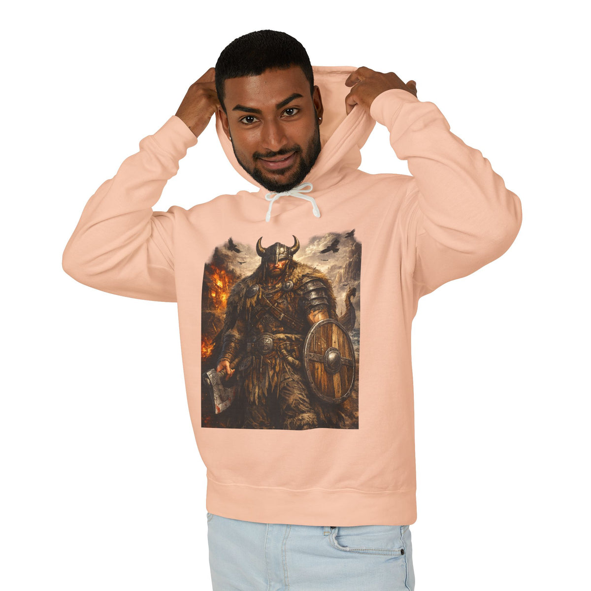 Viking Warrior Hoodie — "Forge Your Legend" Shield & Helmet Sweatshirt