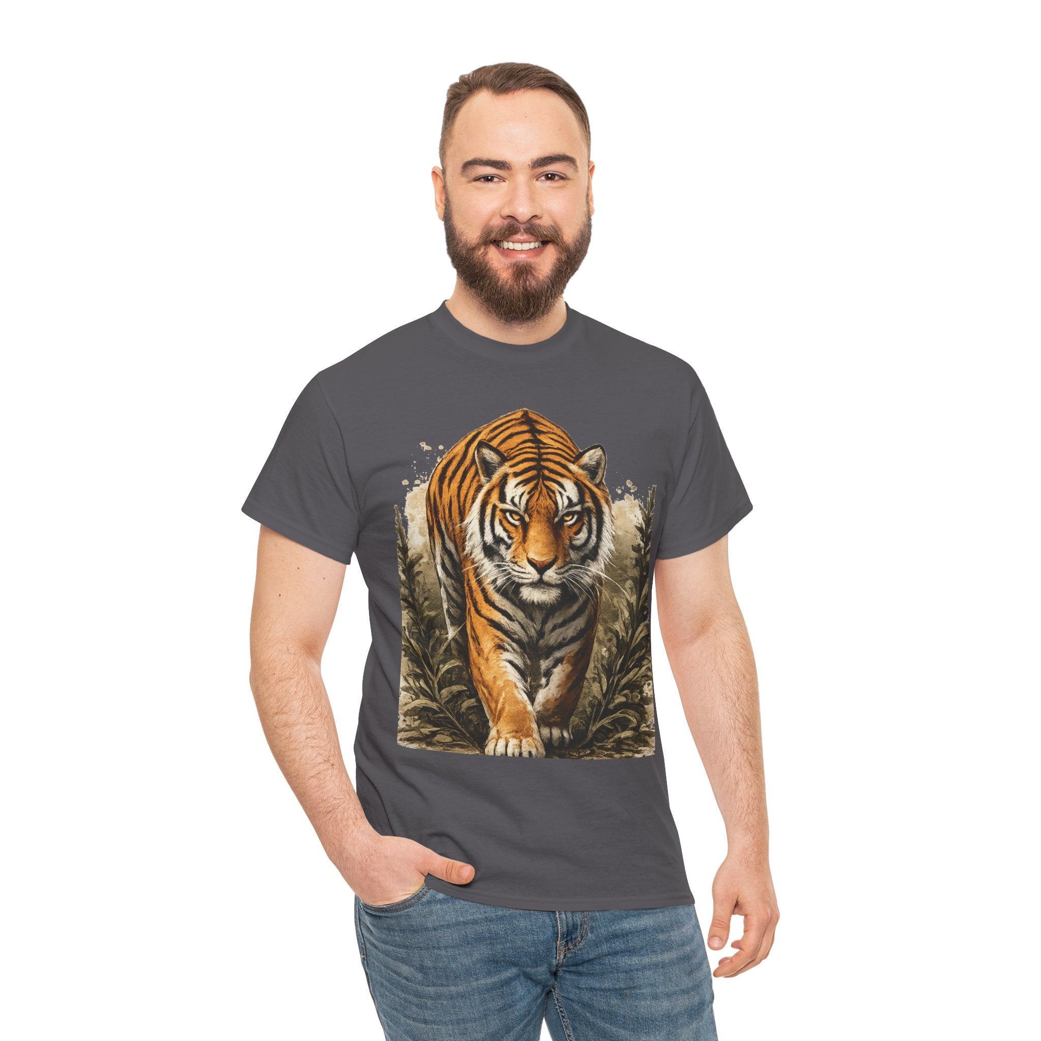 Tiger Stroll Graphic Tee — Majestic Tiger Vintage-Style T-Shirt