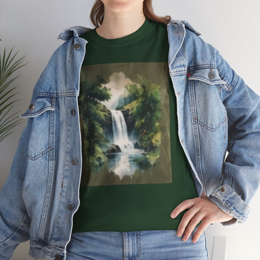 Waterfall Landscape T-Shirt — Vintage Forest Nature Tee