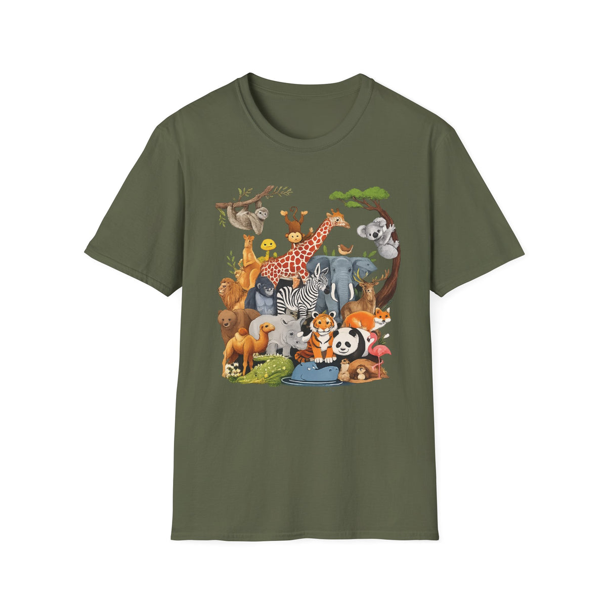 Safari Jungle Animals T-Shirt — Cute Giraffe, Zebra & Elephant Graphic Tee