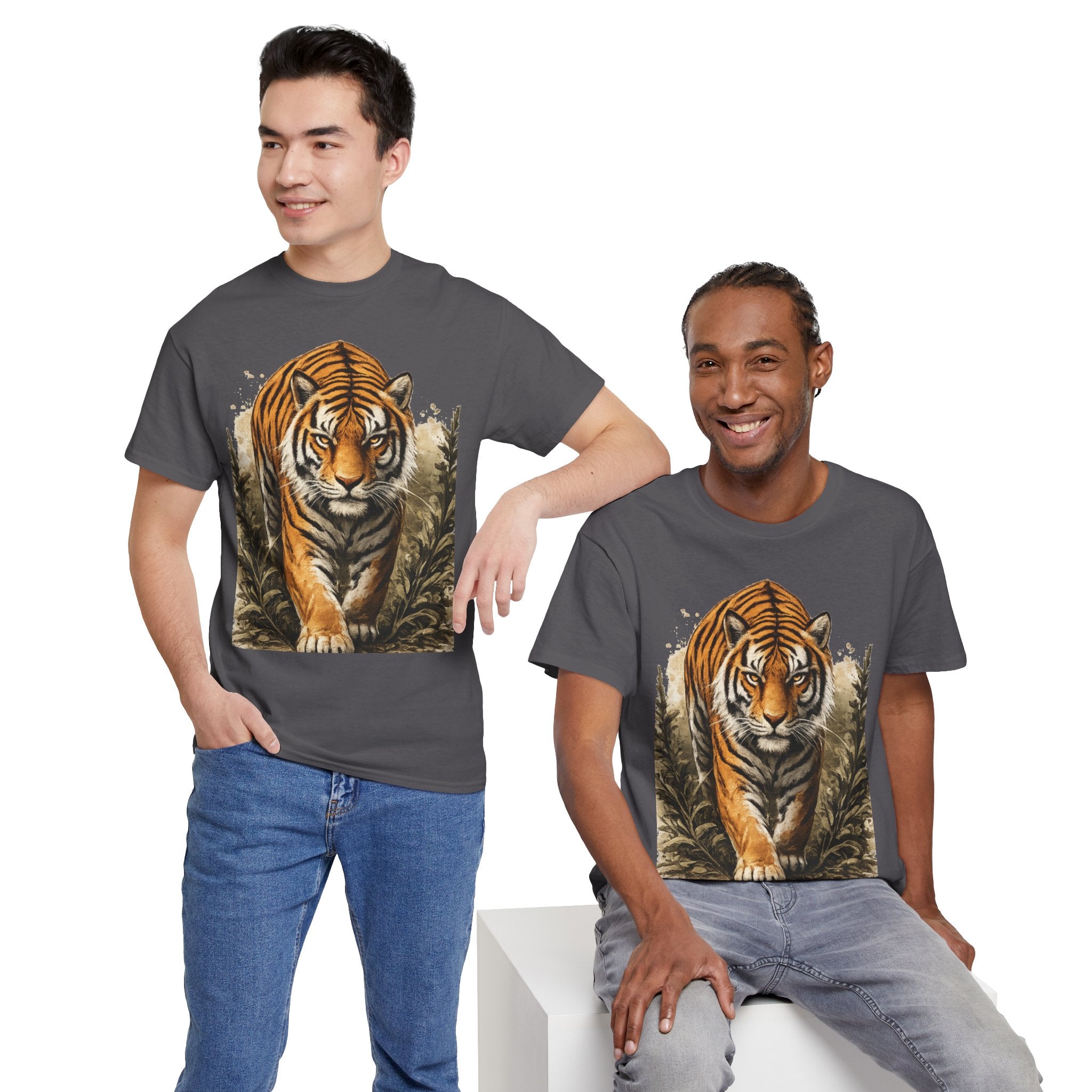 Tiger Stroll Graphic Tee — Majestic Tiger Vintage-Style T-Shirt