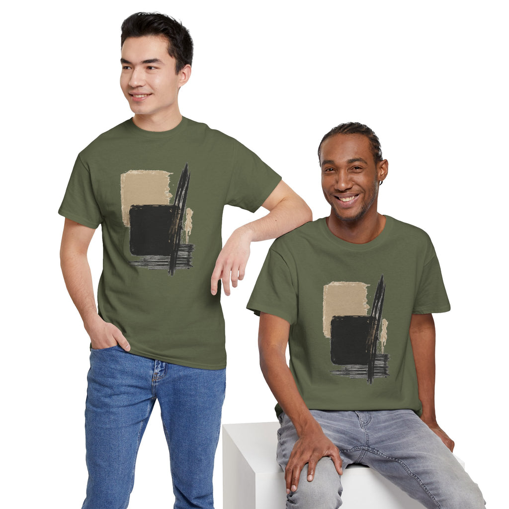 Abstract Brushstroke Tee — Minimal Neutral Art Graphic T-Shirt
