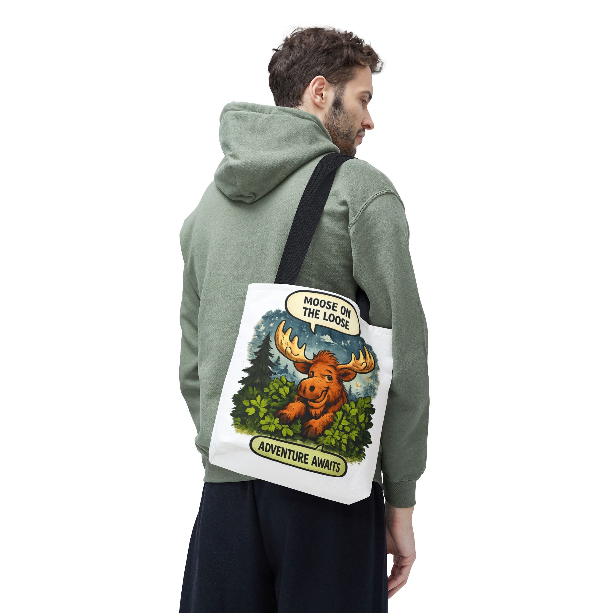 Moose on the Loose Tote Bag — Cute Retro Moose Illustration Canvas Tote