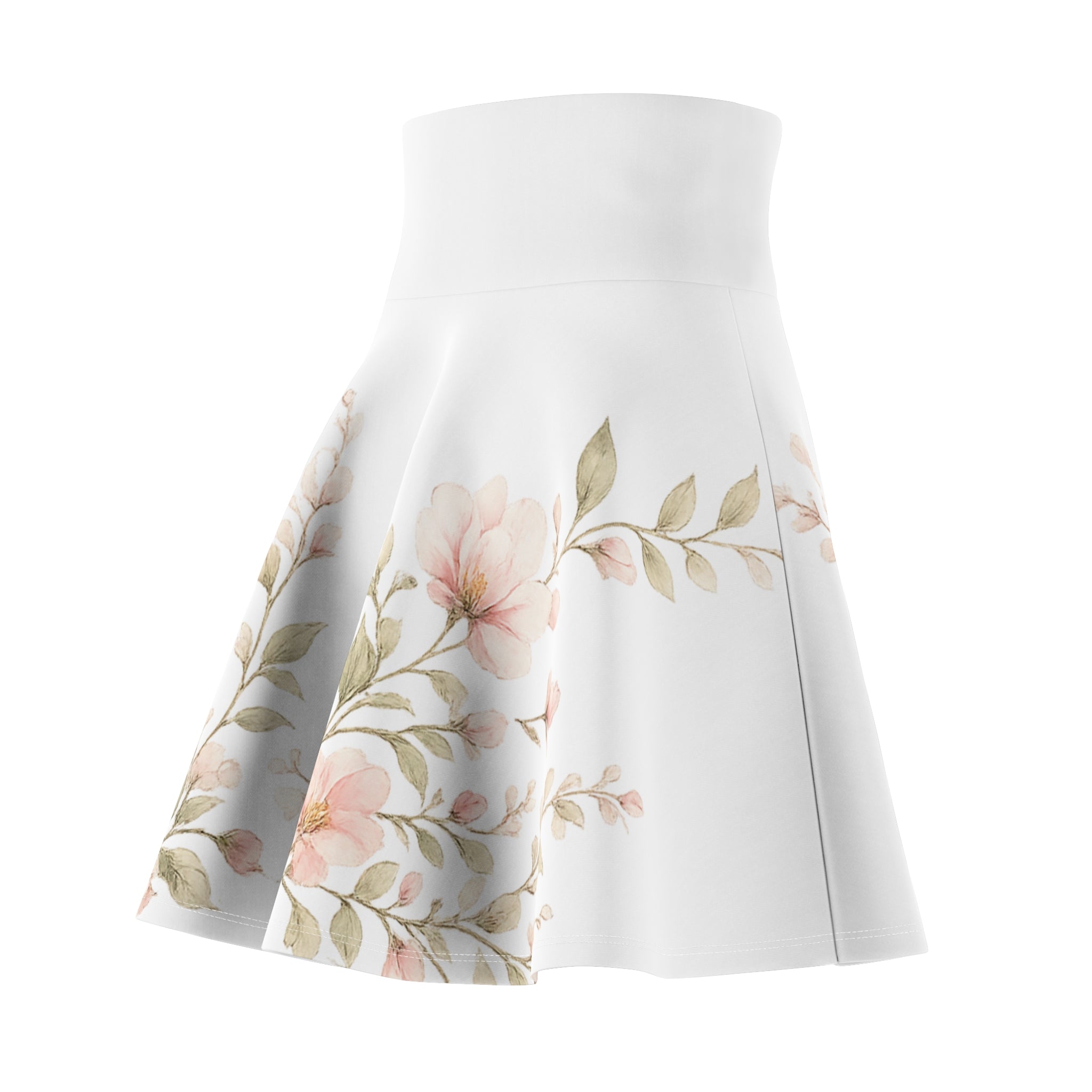 Floral Watercolor Skater Skirt – Pastel Rose Print