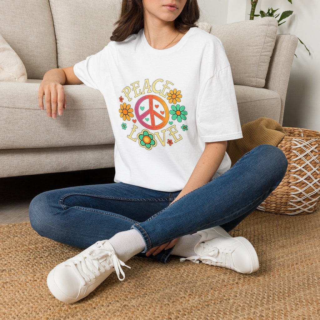 Peace & Love T-Shirt — Retro Flower Peace Sign Tee