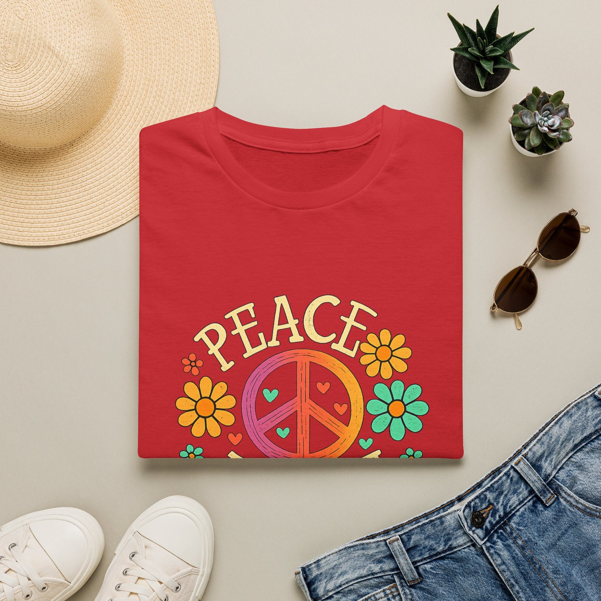 Peace & Love T-Shirt — Retro Flower Peace Sign Tee