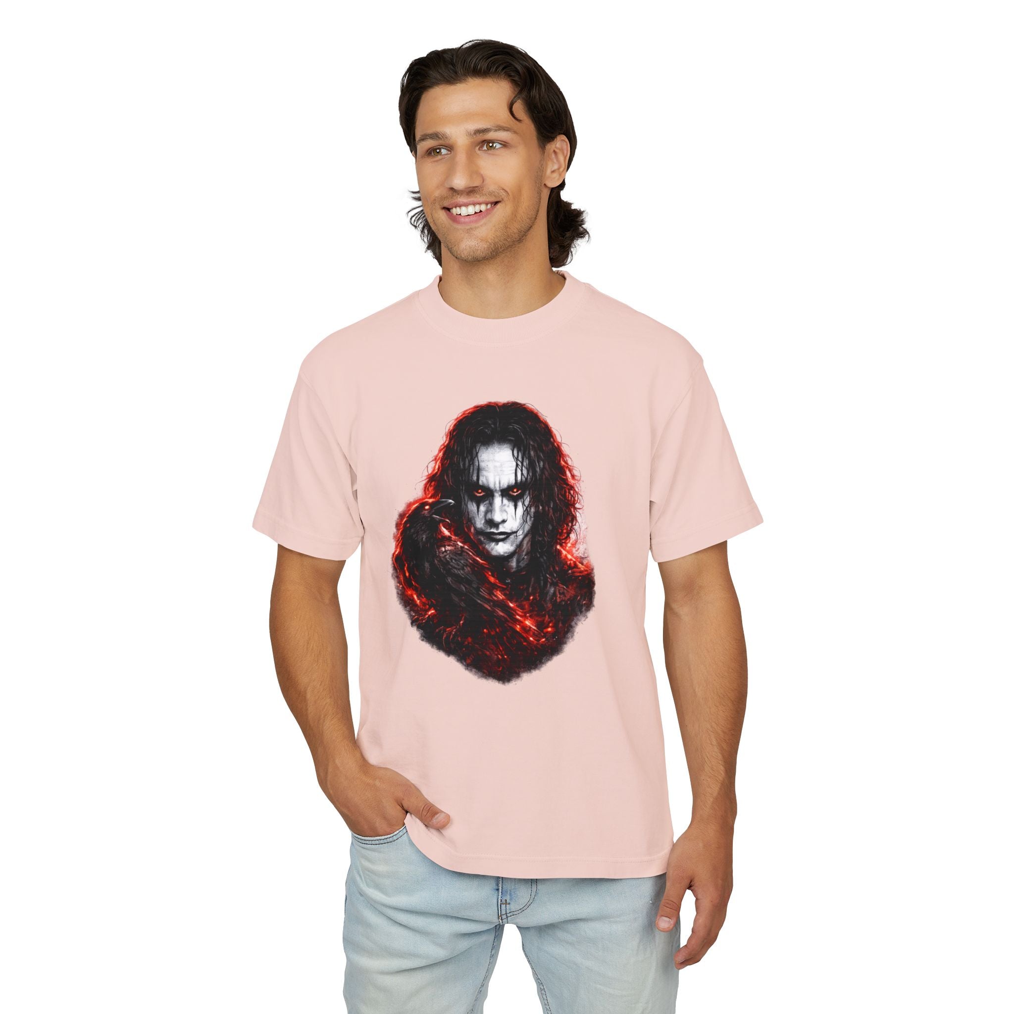 Horror Portrait Tee — Dark Red Smoke Graphic T-Shirt