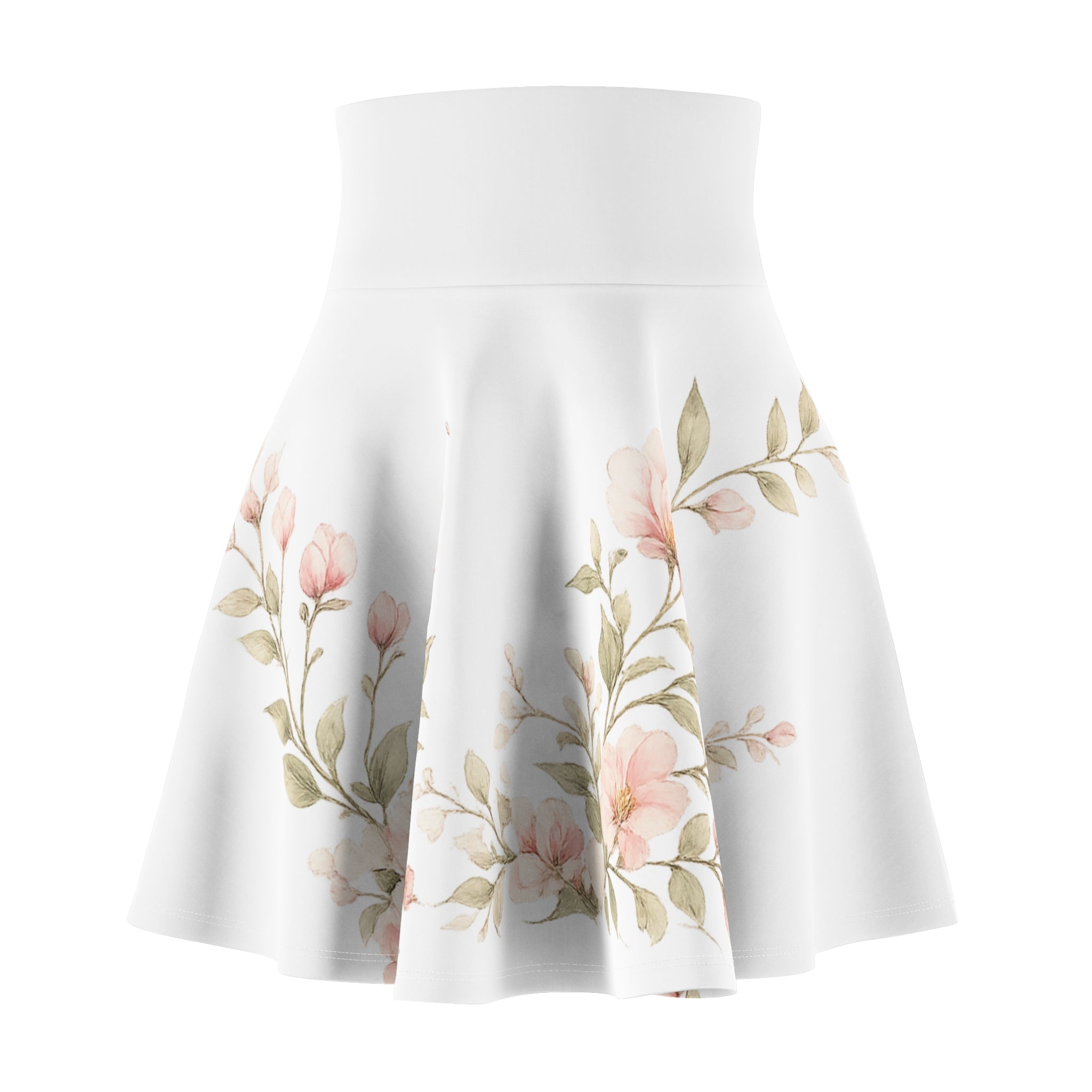 Floral Watercolor Skater Skirt – Pastel Rose Print