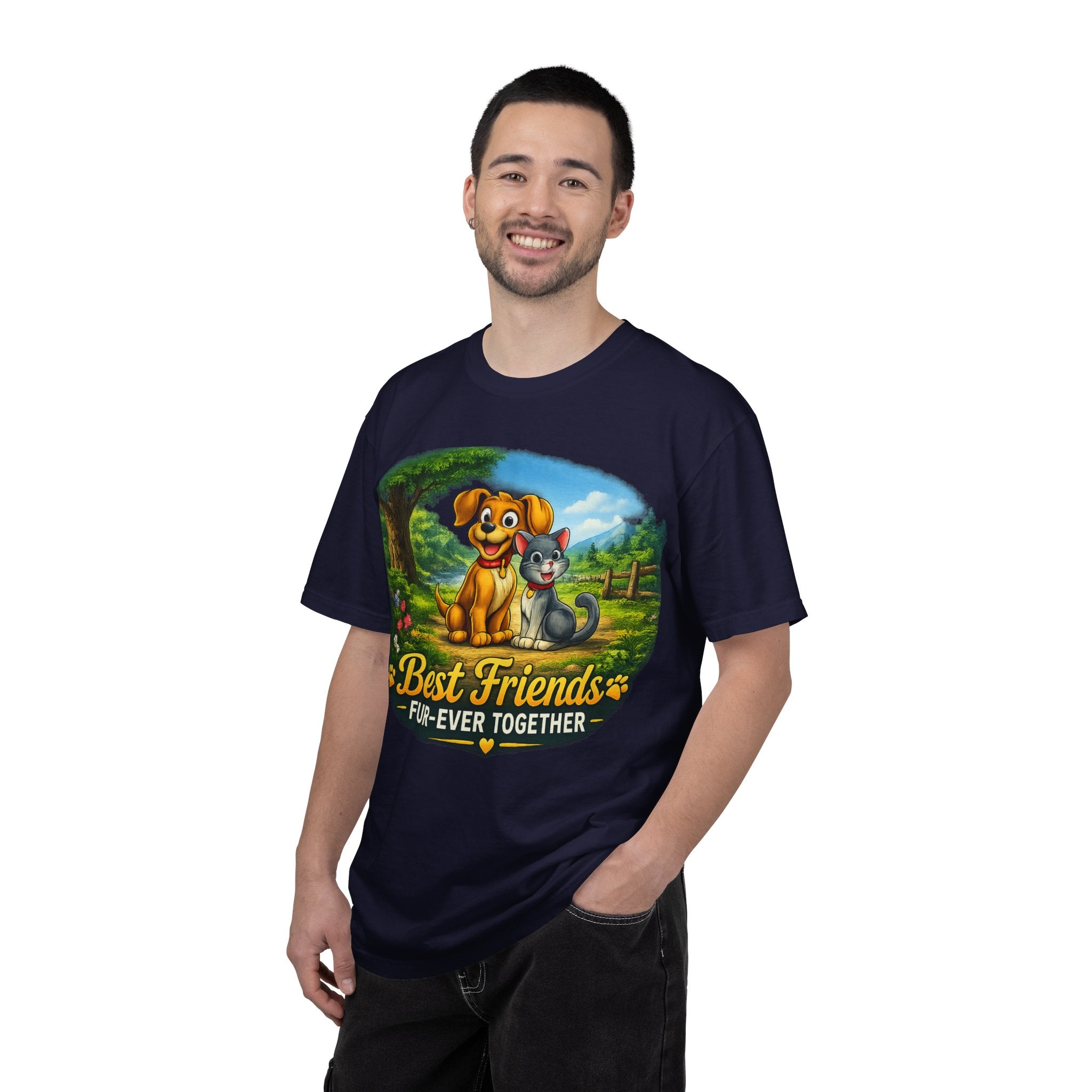 Best Friends T-Shirt — "Fur-Ever Together" Cute Dog & Cat Graphic Tee