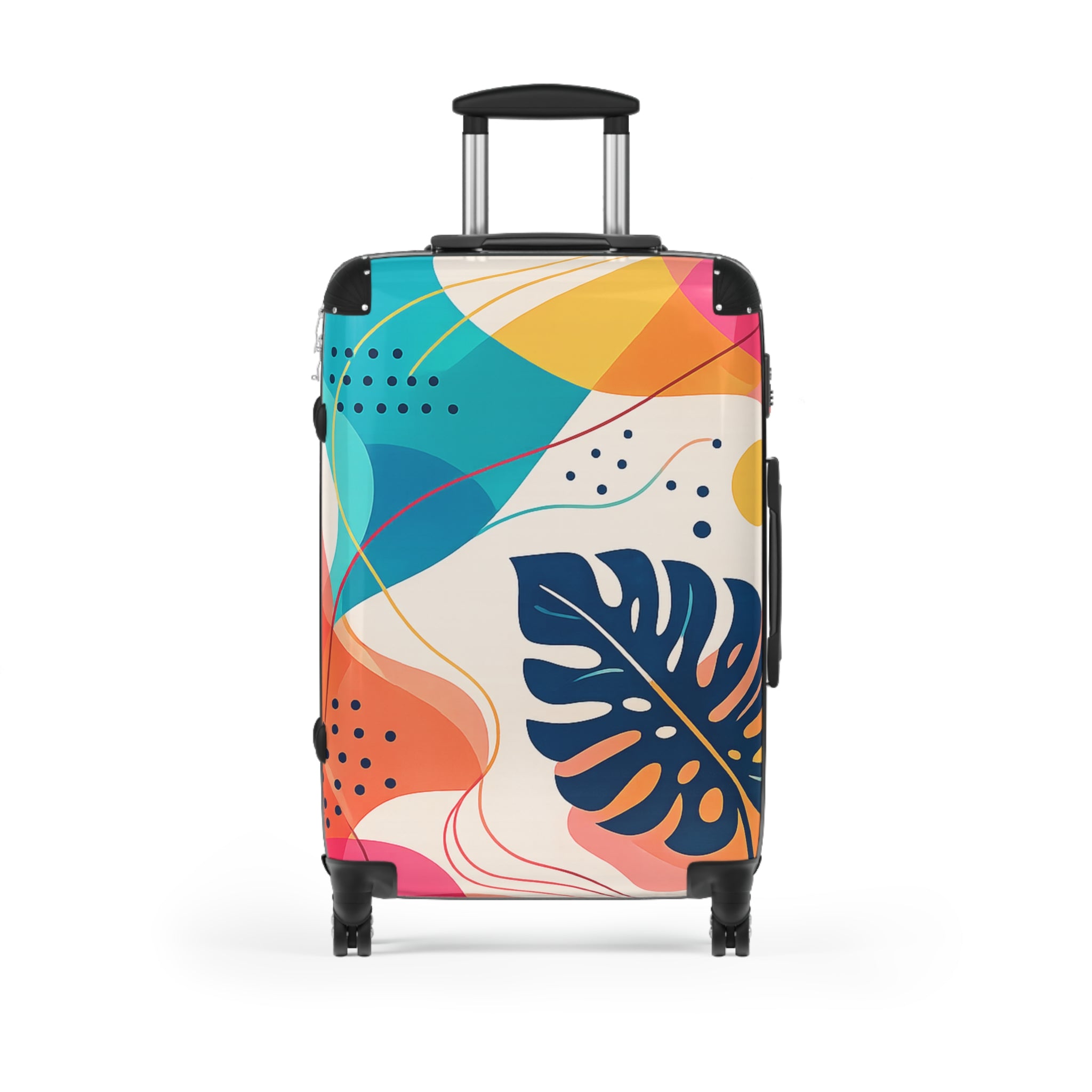 Tropical Abstract Carry-On Suitcase – Colorful Leaf Print Travel Luggage