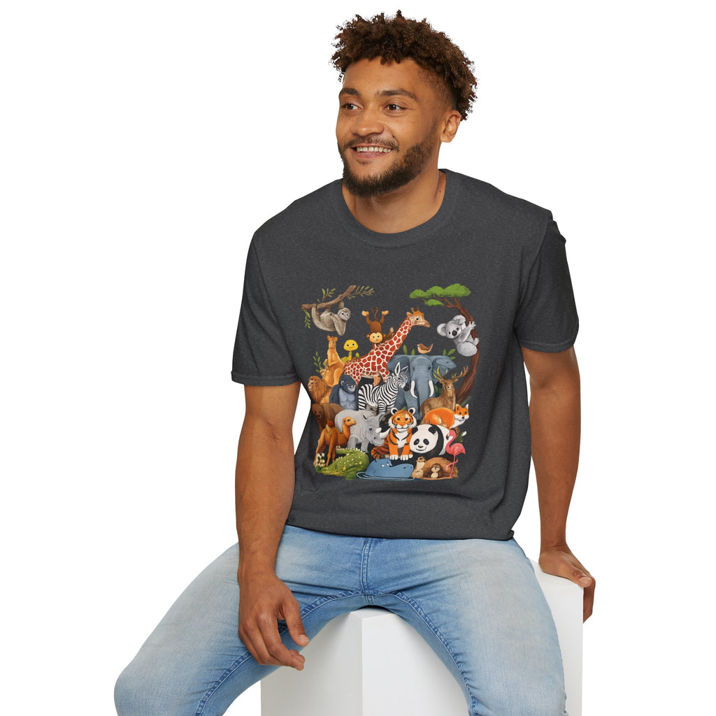 Safari Jungle Animals T-Shirt — Cute Giraffe, Zebra & Elephant Graphic Tee