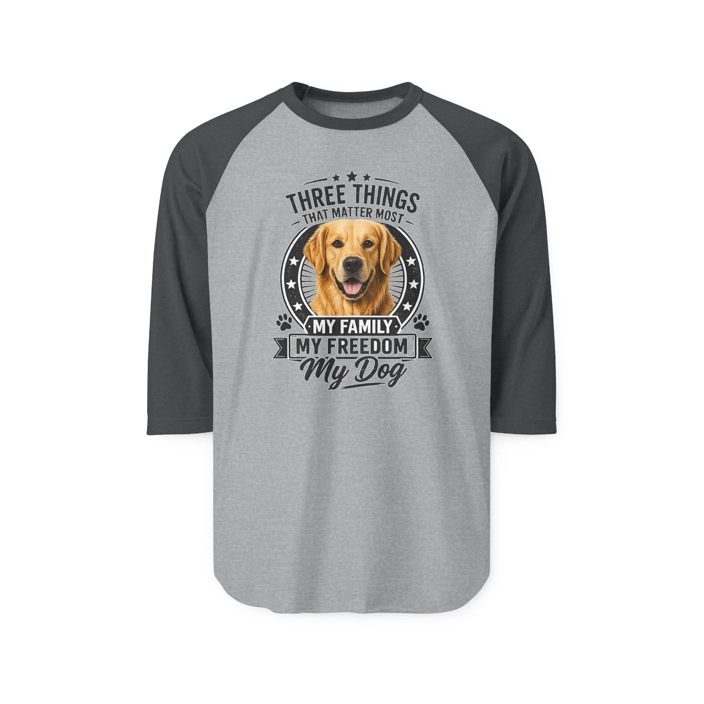Golden Retriever Raglan Shirt - "My Family Has Paws" Dog Lover Baseball Tee