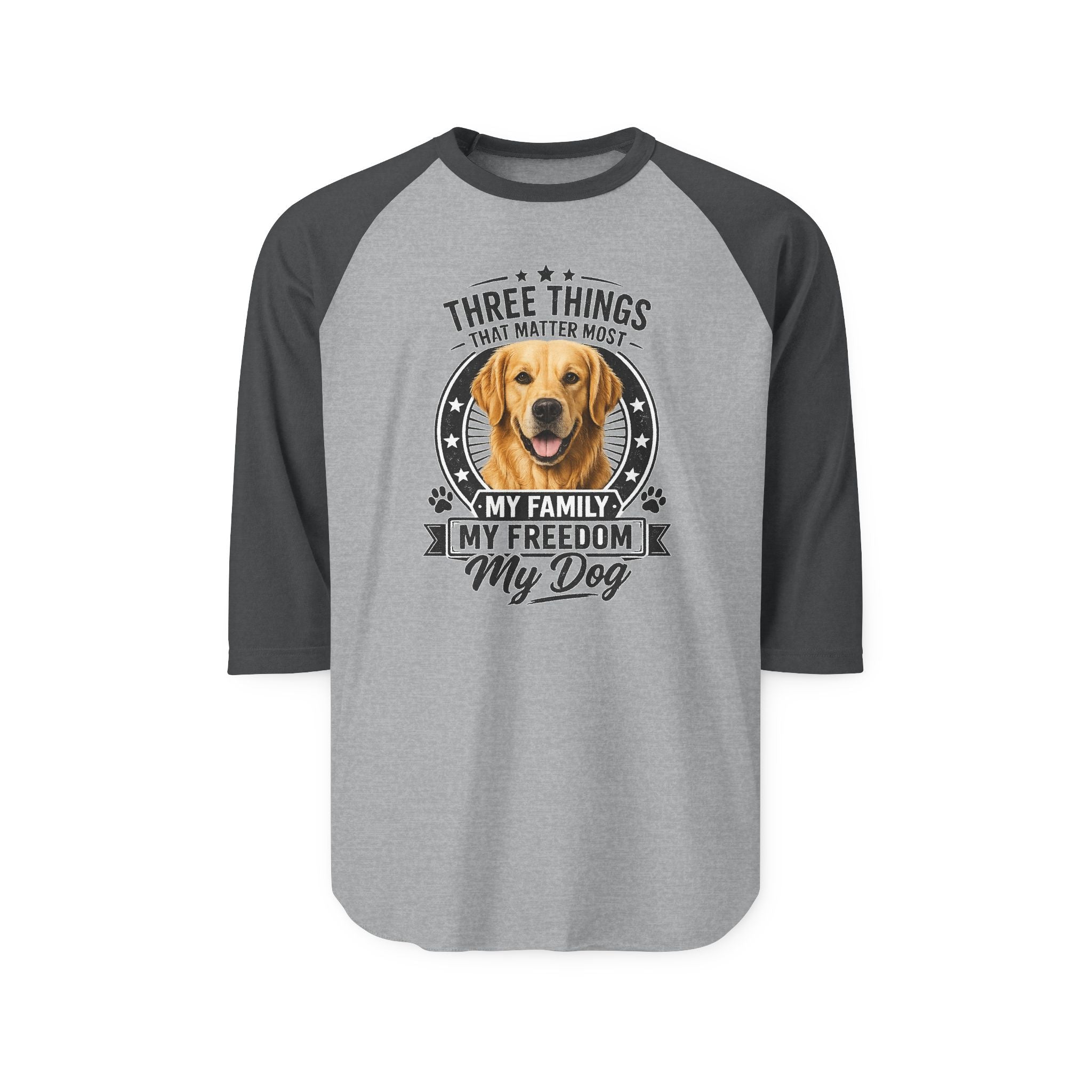 Golden Retriever Raglan Shirt - "My Family Has Paws" Dog Lover Baseball Tee