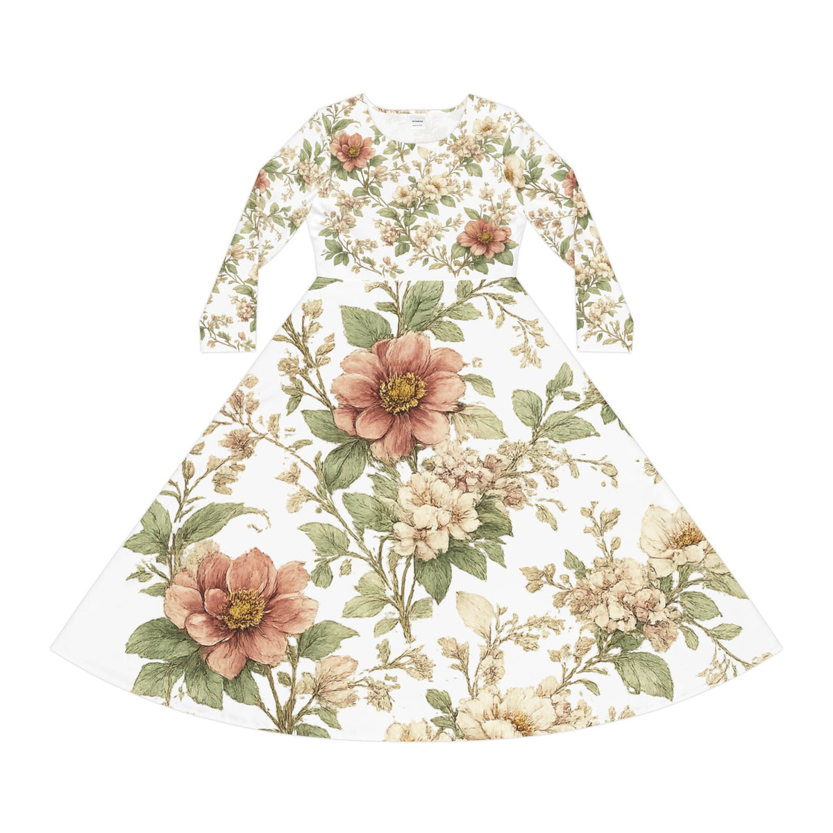 Floral Vintage Maxi Dress — Long Sleeve AOP Women's Dance Dress