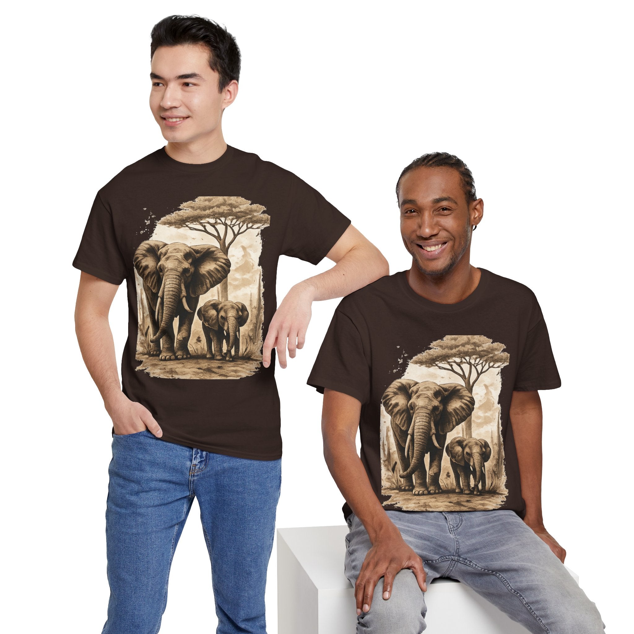 Elephant Family Tee — Vintage Safari Wildlife T-Shirt