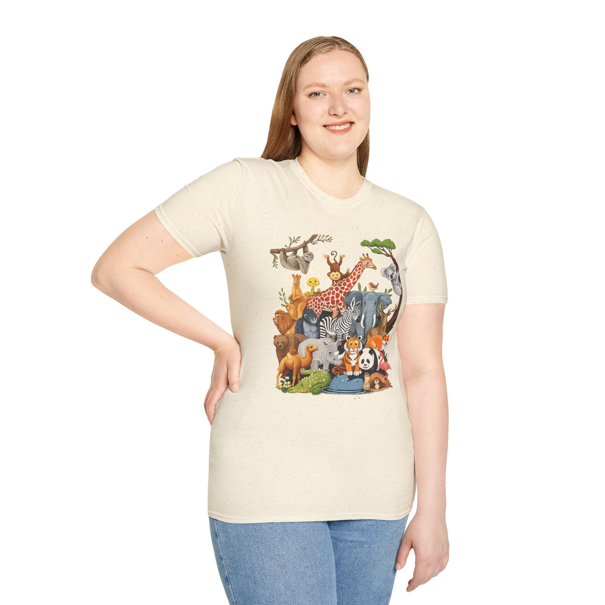 Safari Jungle Animals T-Shirt — Cute Giraffe, Zebra & Elephant Graphic Tee