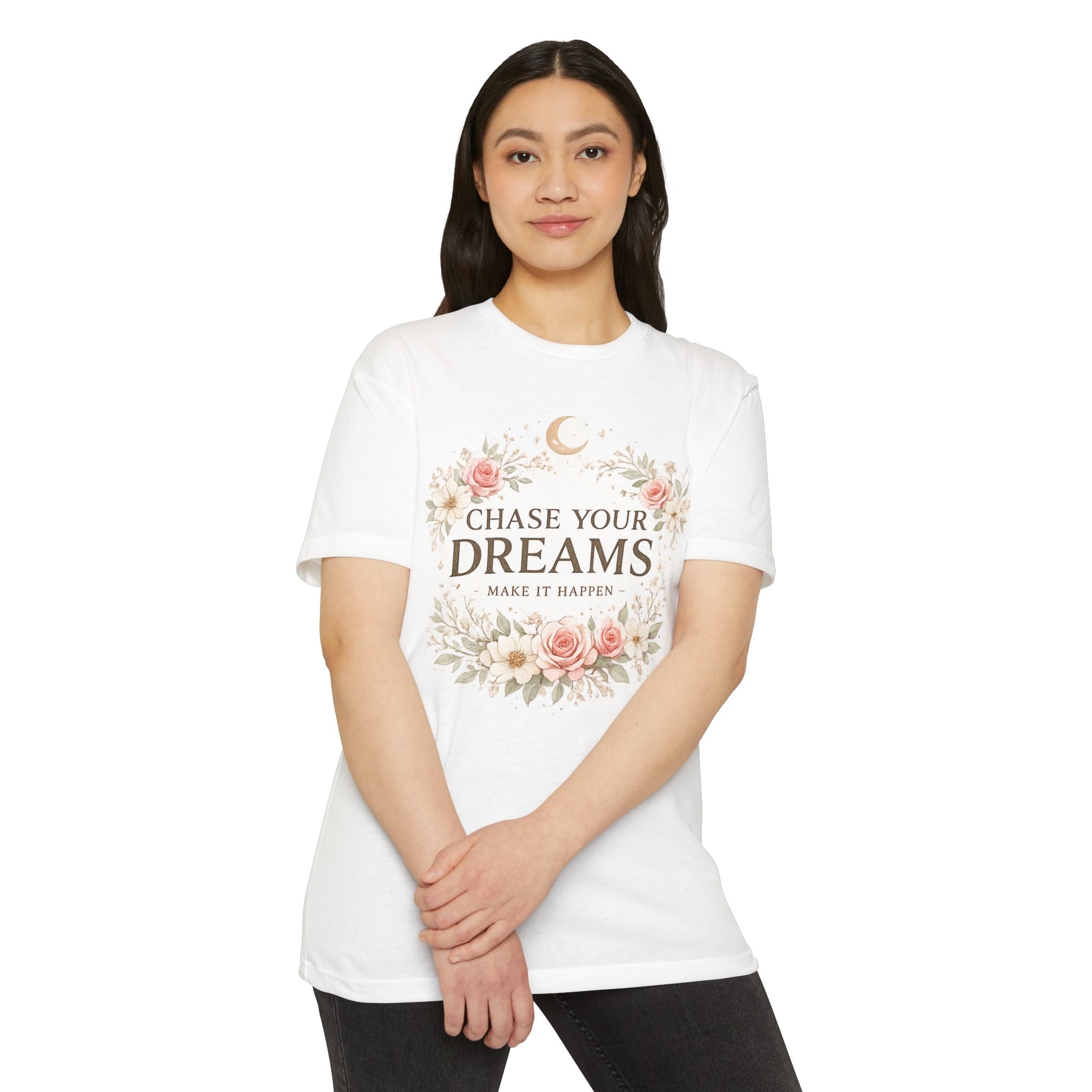 Chase Your Dreams Floral T-Shirt — Inspirational Quote Tee
