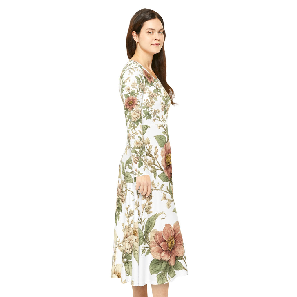 Floral Vintage Maxi Dress — Long Sleeve AOP Women's Dance Dress