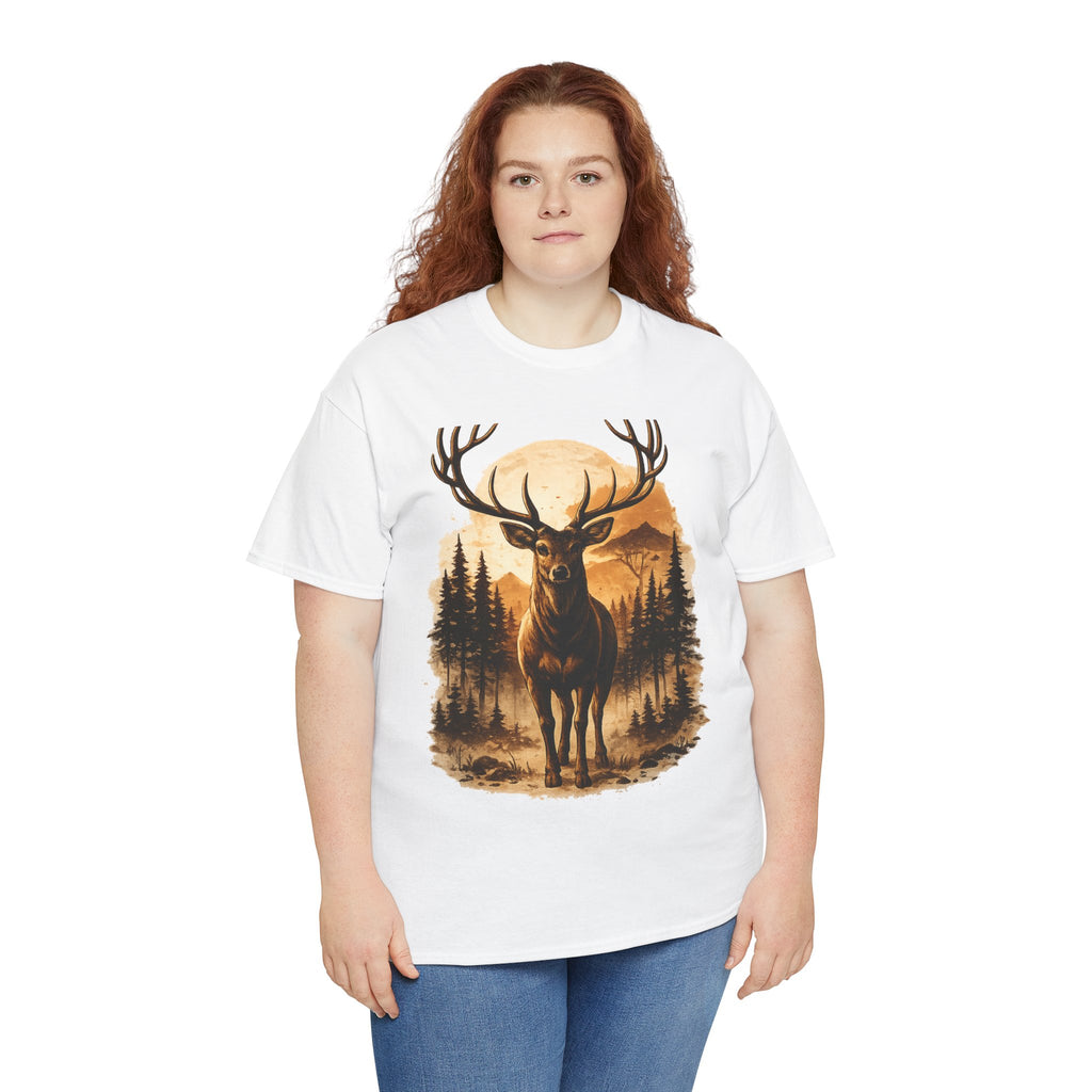 Deer Sunset Graphic Tee — Wilderness Stag Nature T-Shirt