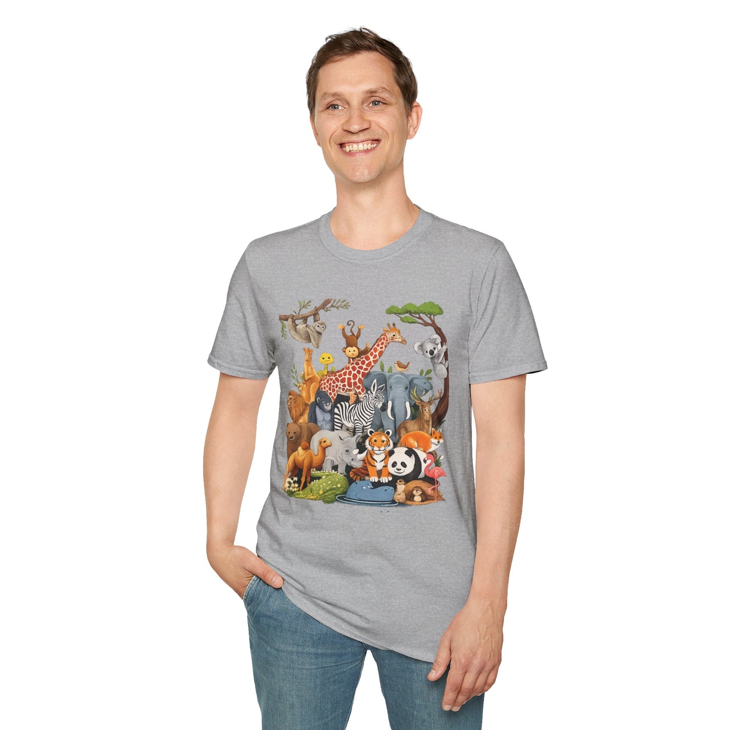 Safari Jungle Animals T-Shirt — Cute Giraffe, Zebra & Elephant Graphic Tee