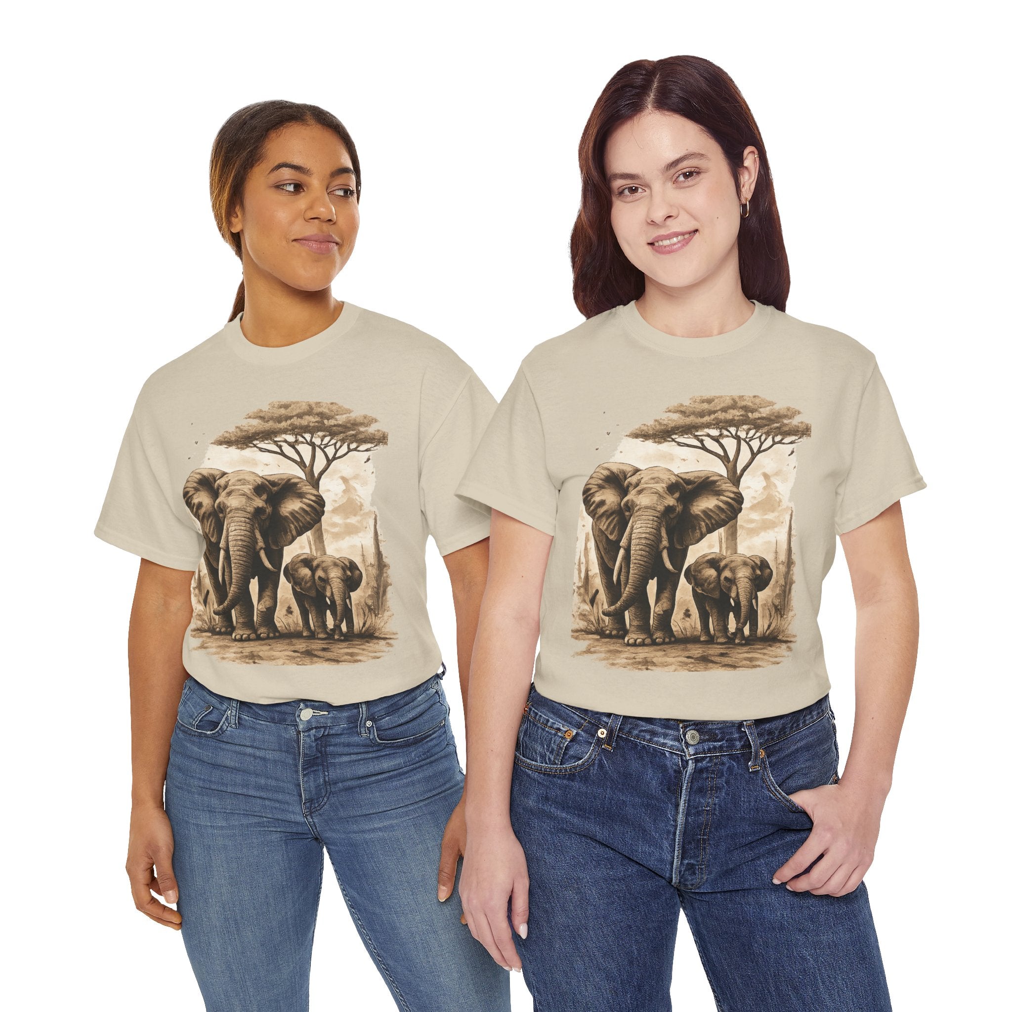 Elephant Family Tee — Vintage Safari Wildlife T-Shirt