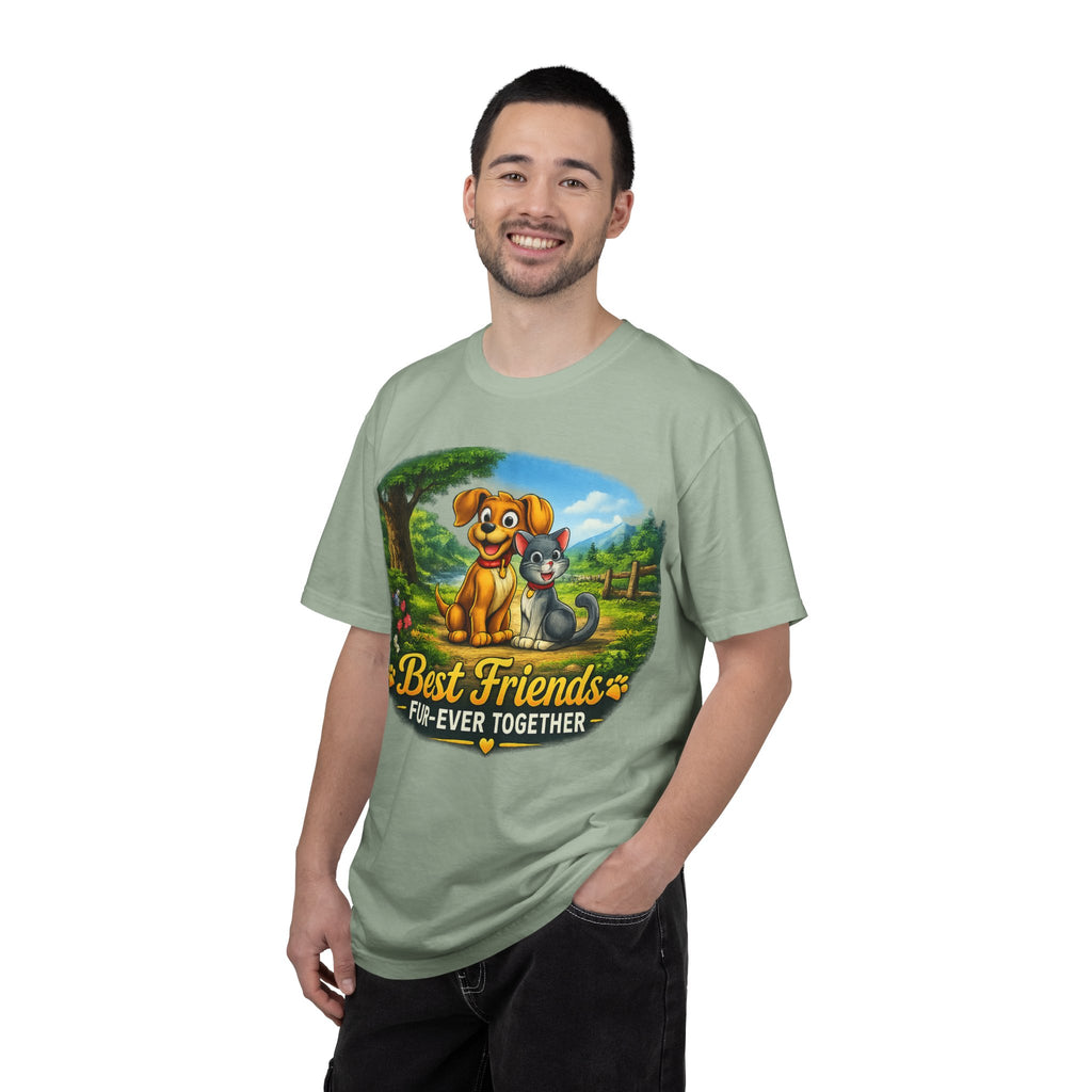 Best Friends T-Shirt — "Fur-Ever Together" Cute Dog & Cat Graphic Tee