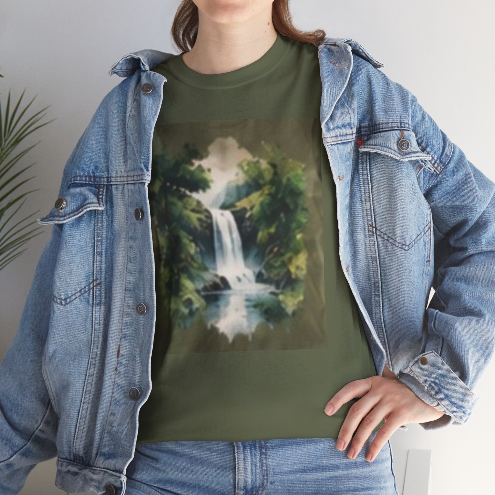 Waterfall Landscape T-Shirt — Vintage Forest Nature Tee