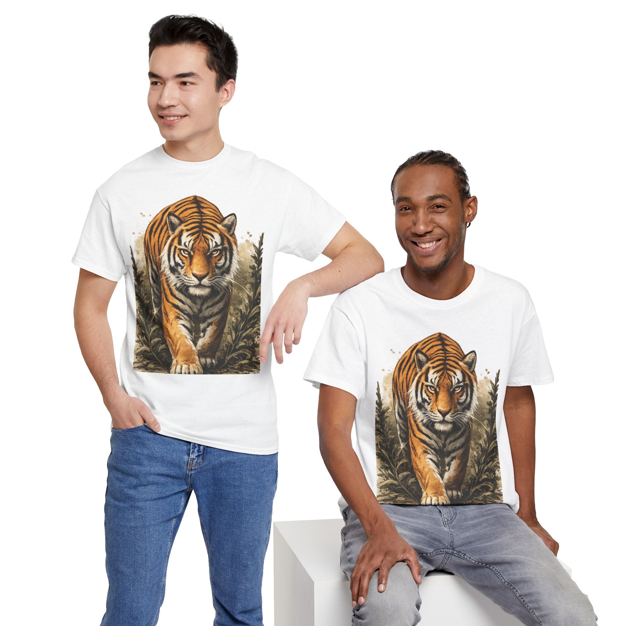 Tiger Stroll Graphic Tee — Majestic Tiger Vintage-Style T-Shirt