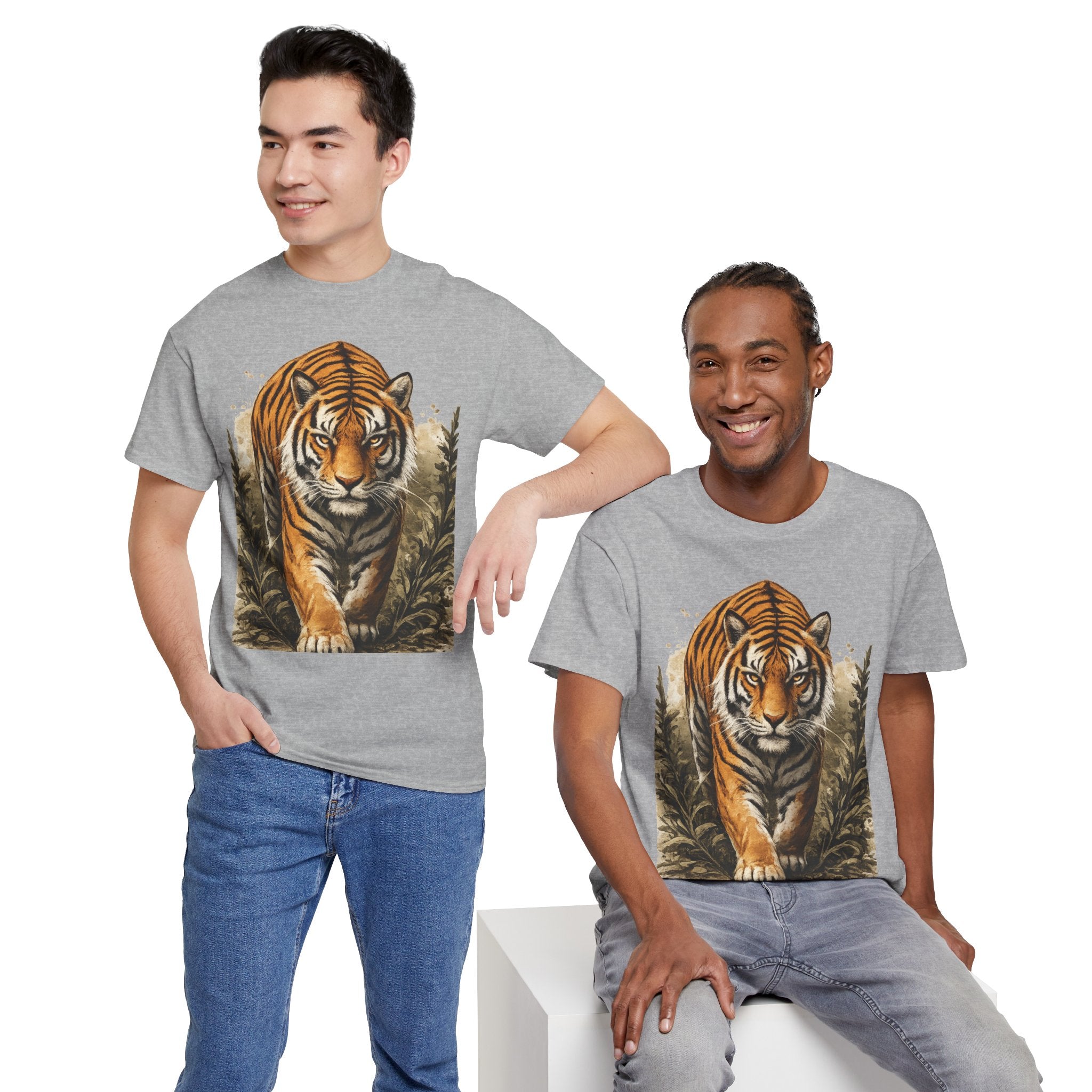 Tiger Stroll Graphic Tee — Majestic Tiger Vintage-Style T-Shirt
