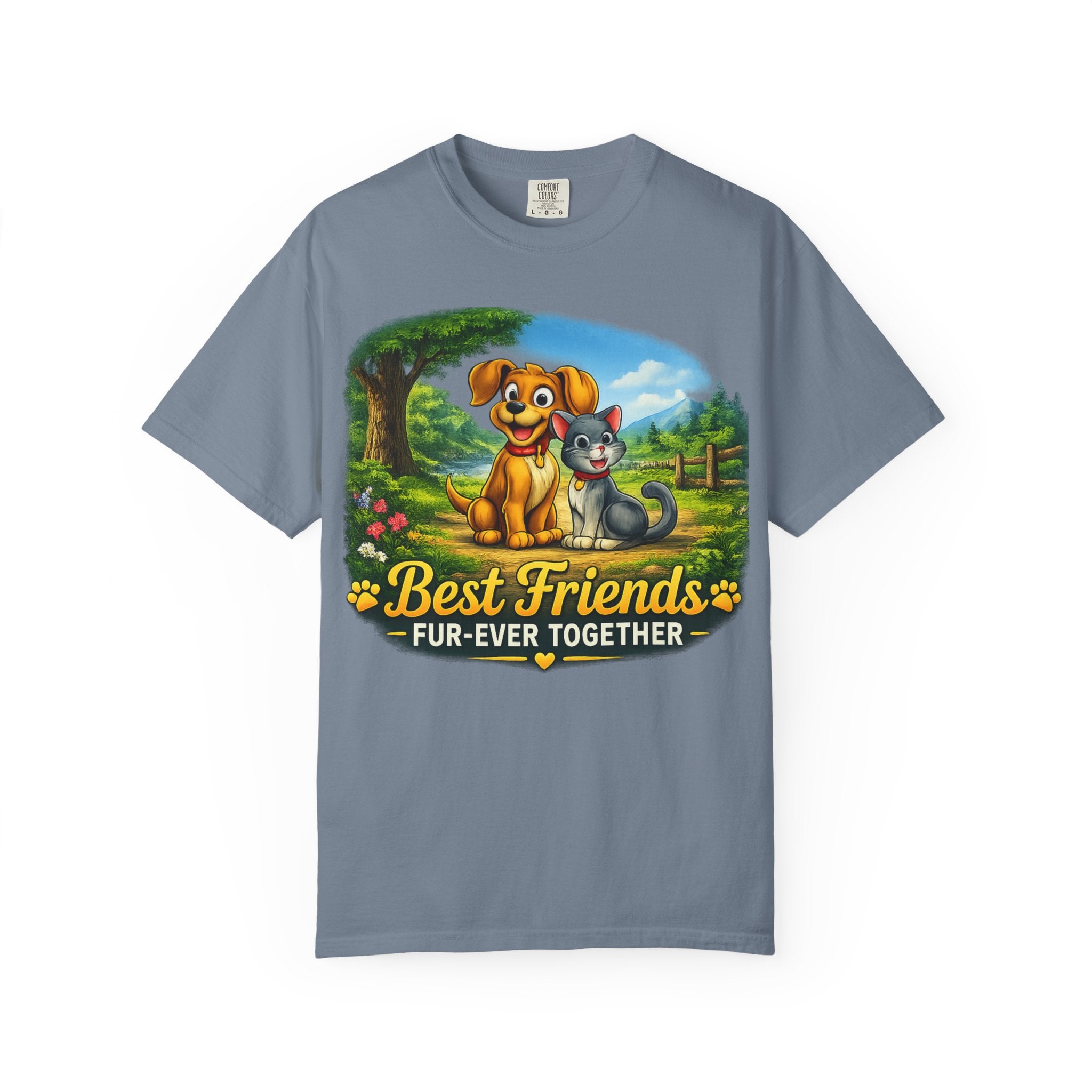 Best Friends T-Shirt — "Fur-Ever Together" Cute Dog & Cat Graphic Tee