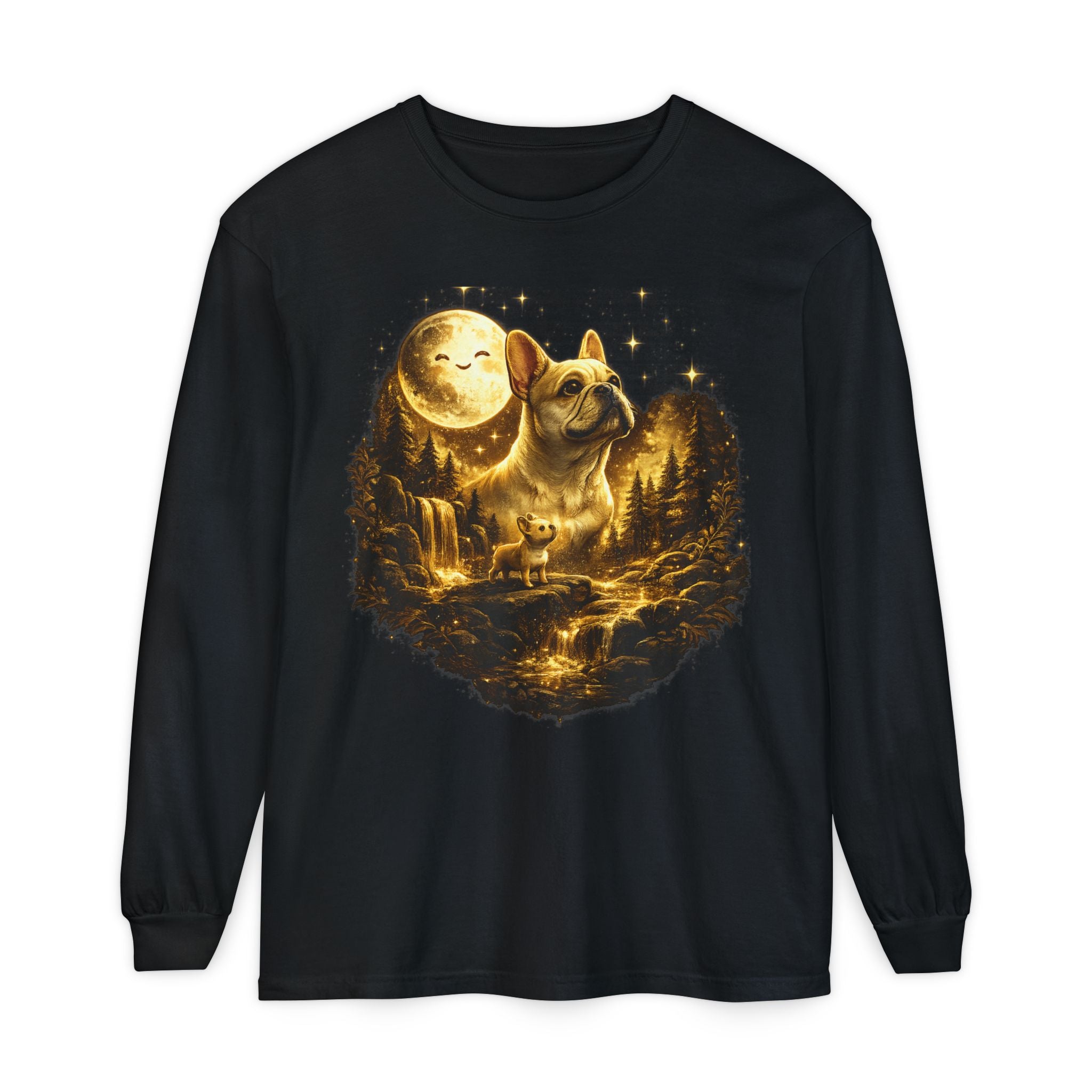 French Bulldog Moonlit Forest Long Sleeve Tee