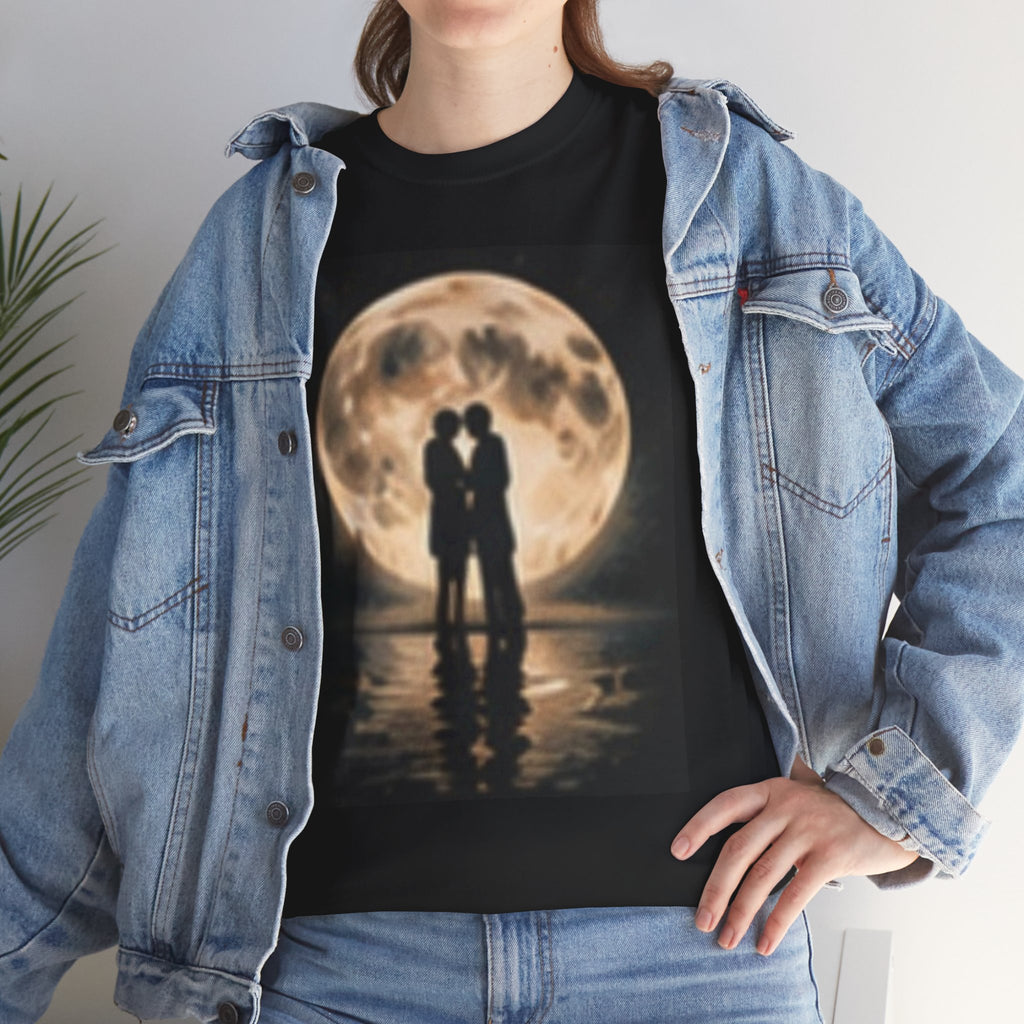 Moonlight Kiss T‑Shirt — Romantic Couple Silhouette Tee