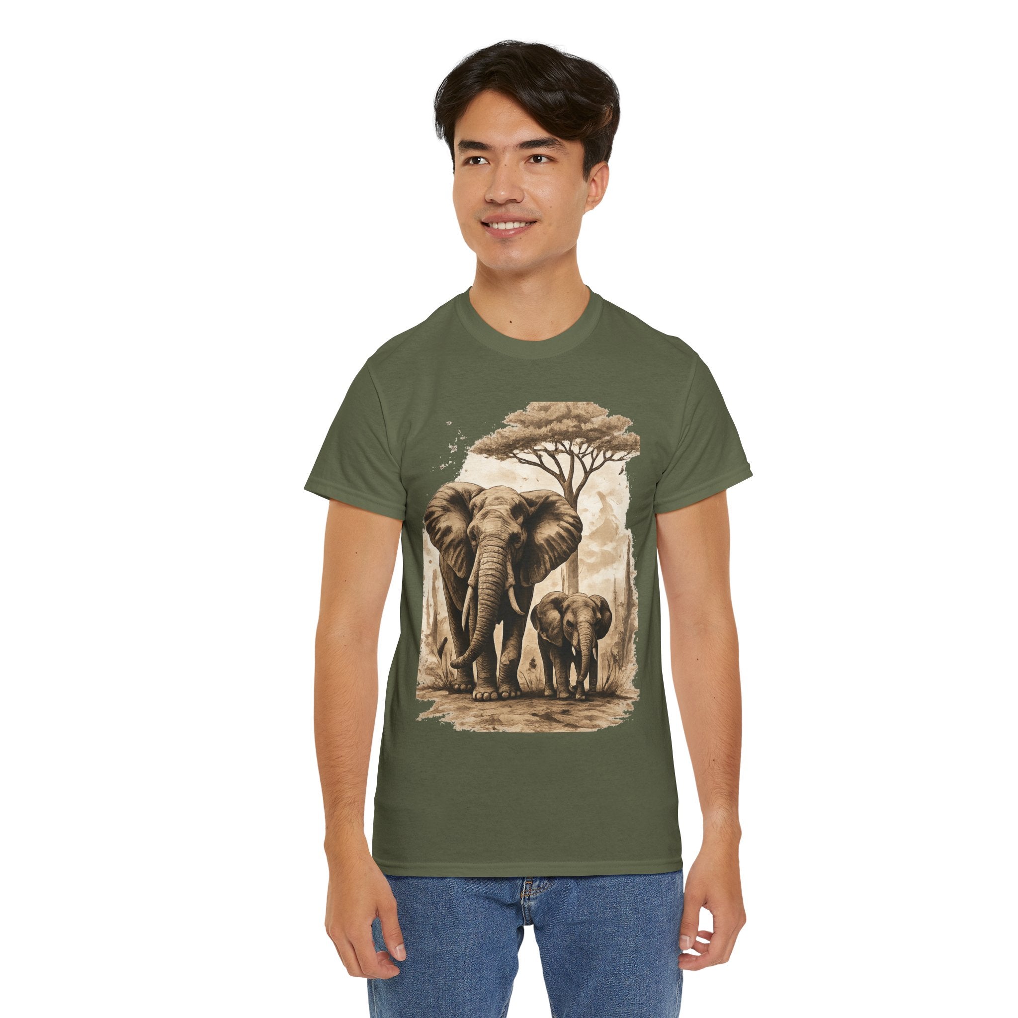Elephant Family Tee — Vintage Safari Wildlife T-Shirt