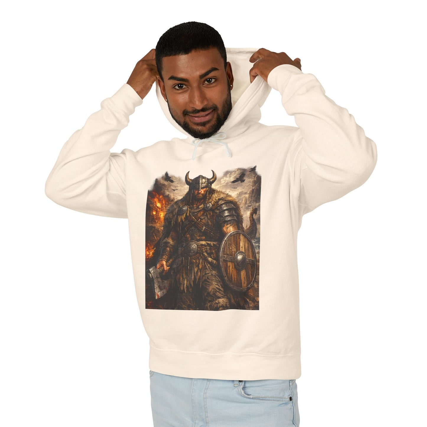 Viking Warrior Hoodie — "Forge Your Legend" Shield & Helmet Sweatshirt